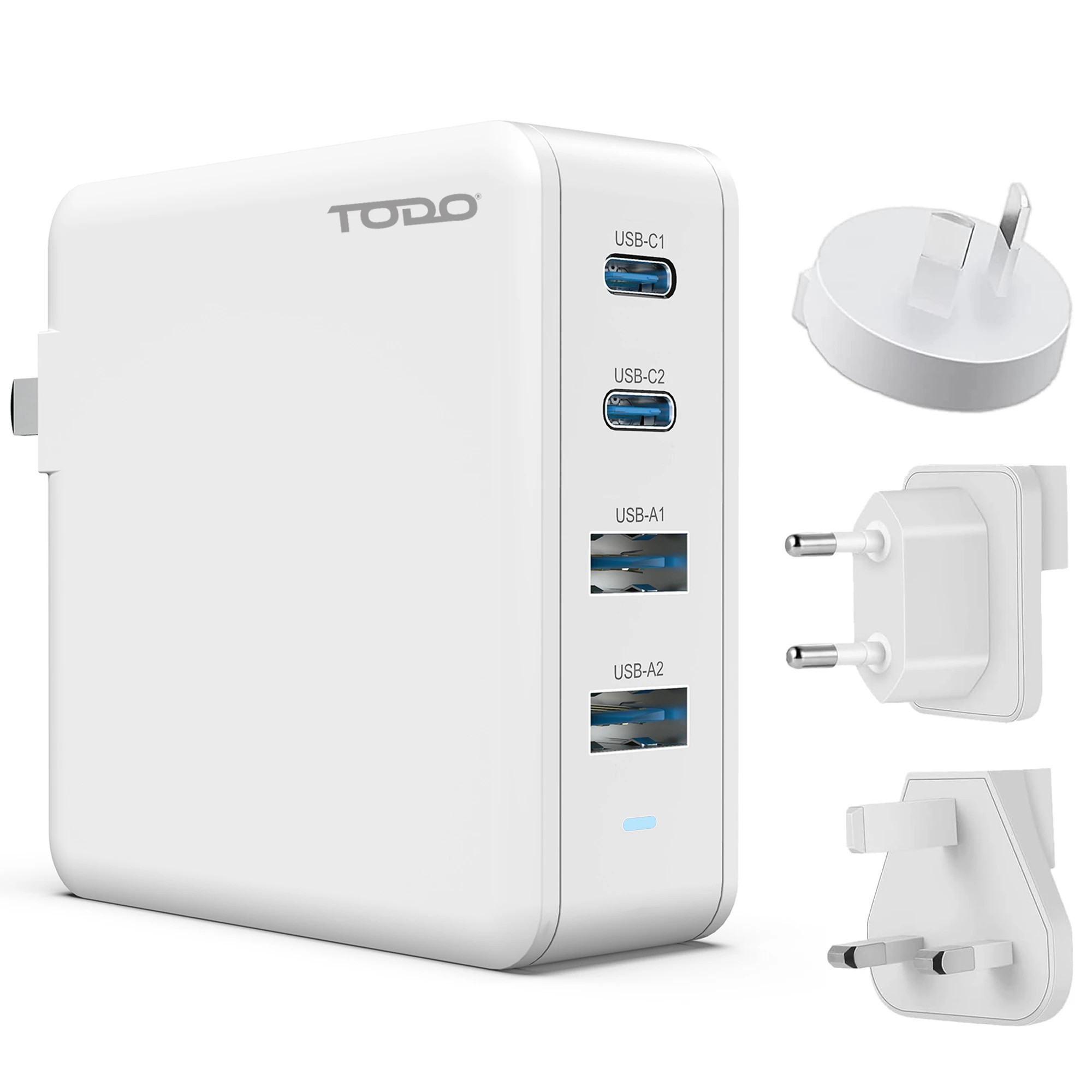 1 TODO 100W GaN USB C Travel Charger Adaptor Universal Charging Station 4 Port 5A World Adapter, 1 of 5