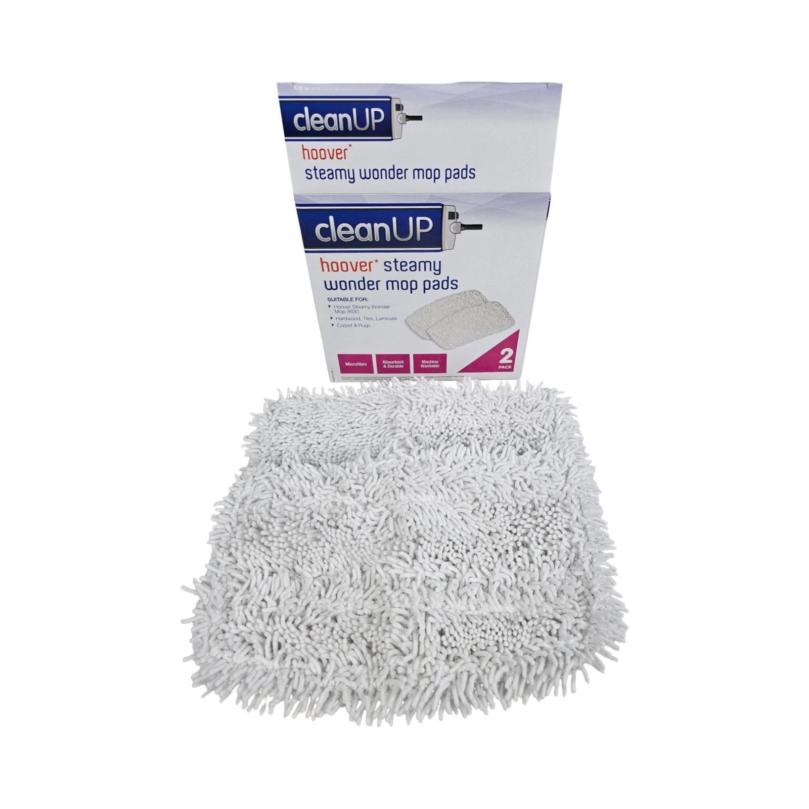 3 Cleanup Steam Mop Pads For Steamy Wonder Hoover I-Vac Brands - White, 3 of 5