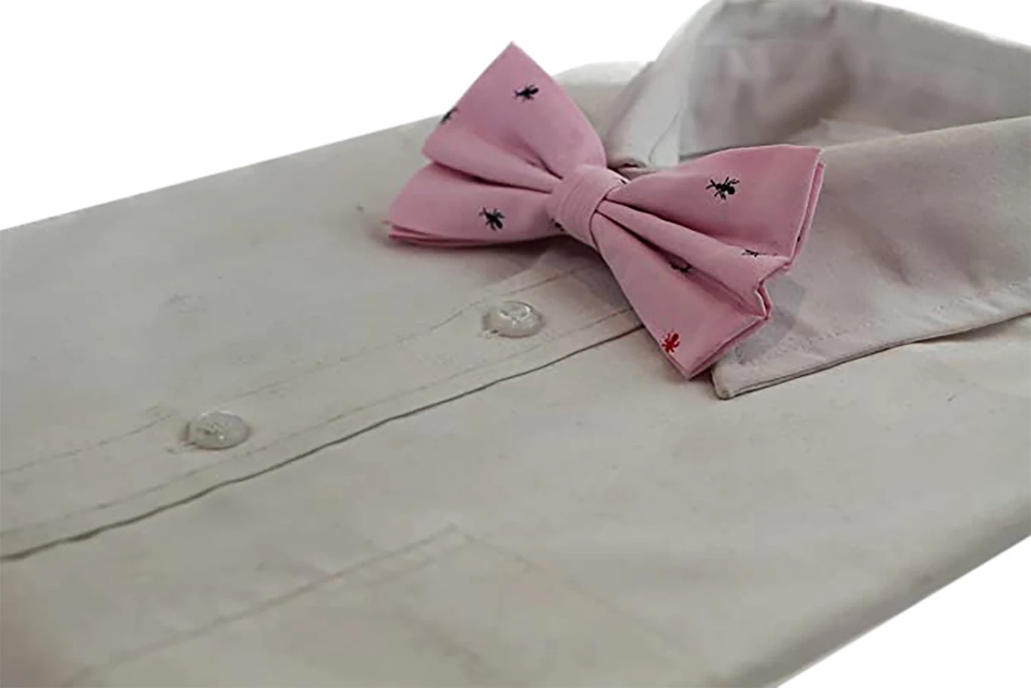 4 Zasel Mens Light Pink Denim Preppy Insects Patterned Cotton Bow Tie - Multi, 4 of 4