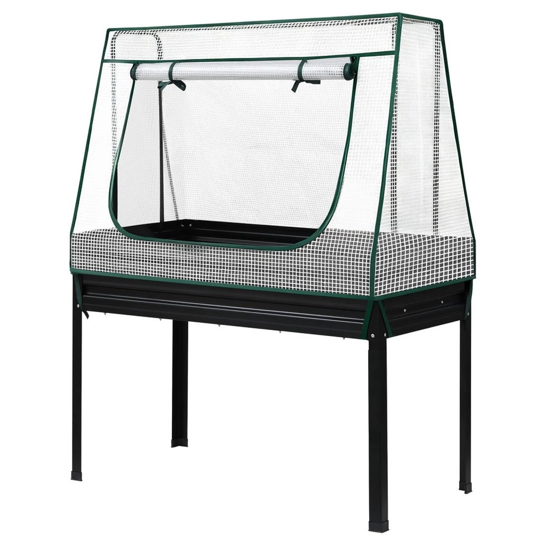 3 Green Fingers Elevated Metal Garden Bed Kit w Mini Greenhouse Cover 116x60cm Stand-Up Height Trellis - Multi, 3 of 4