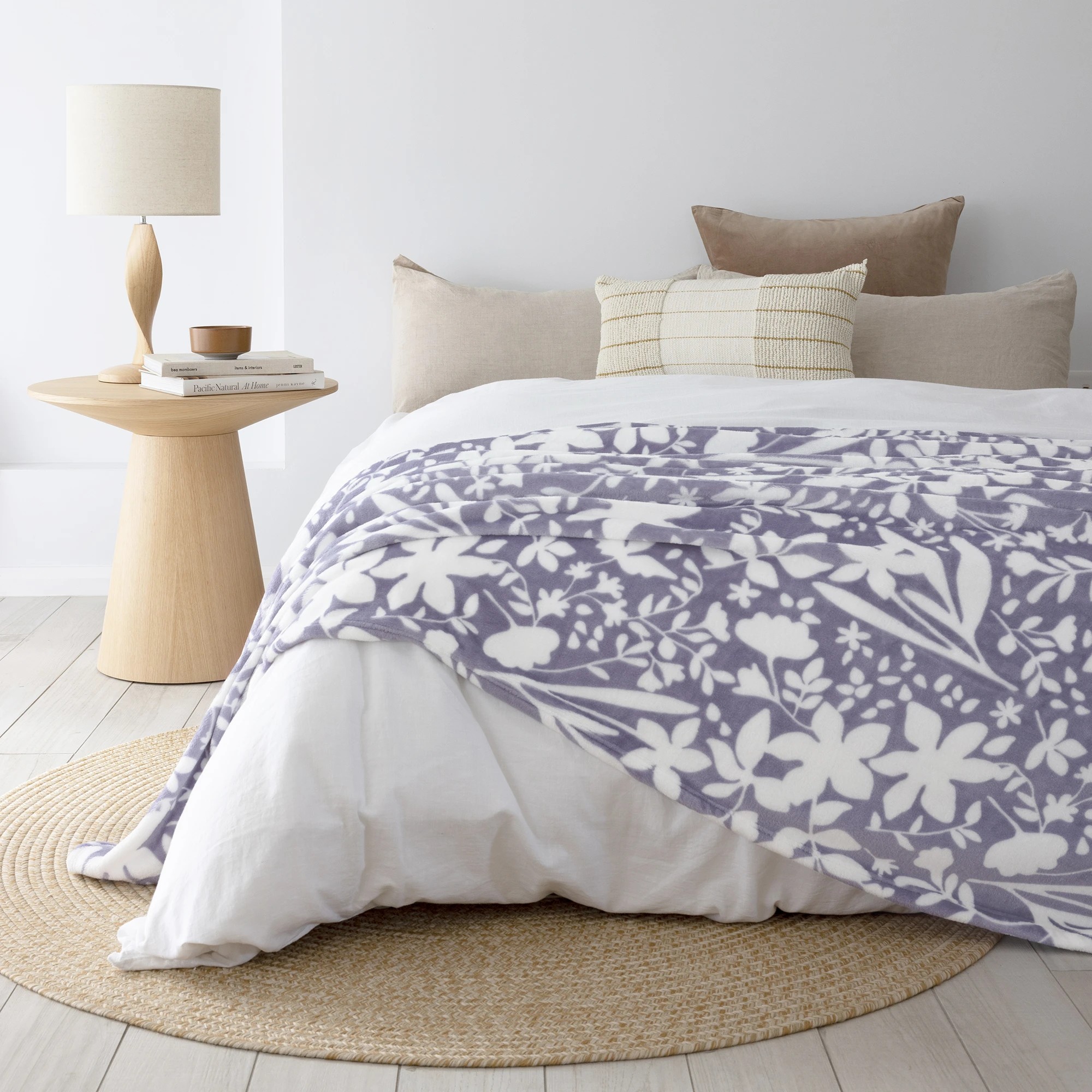 2 Bambury Liv Soft Ultraplush Floral Blanket - Double/Queen - Blue, 2 of 3