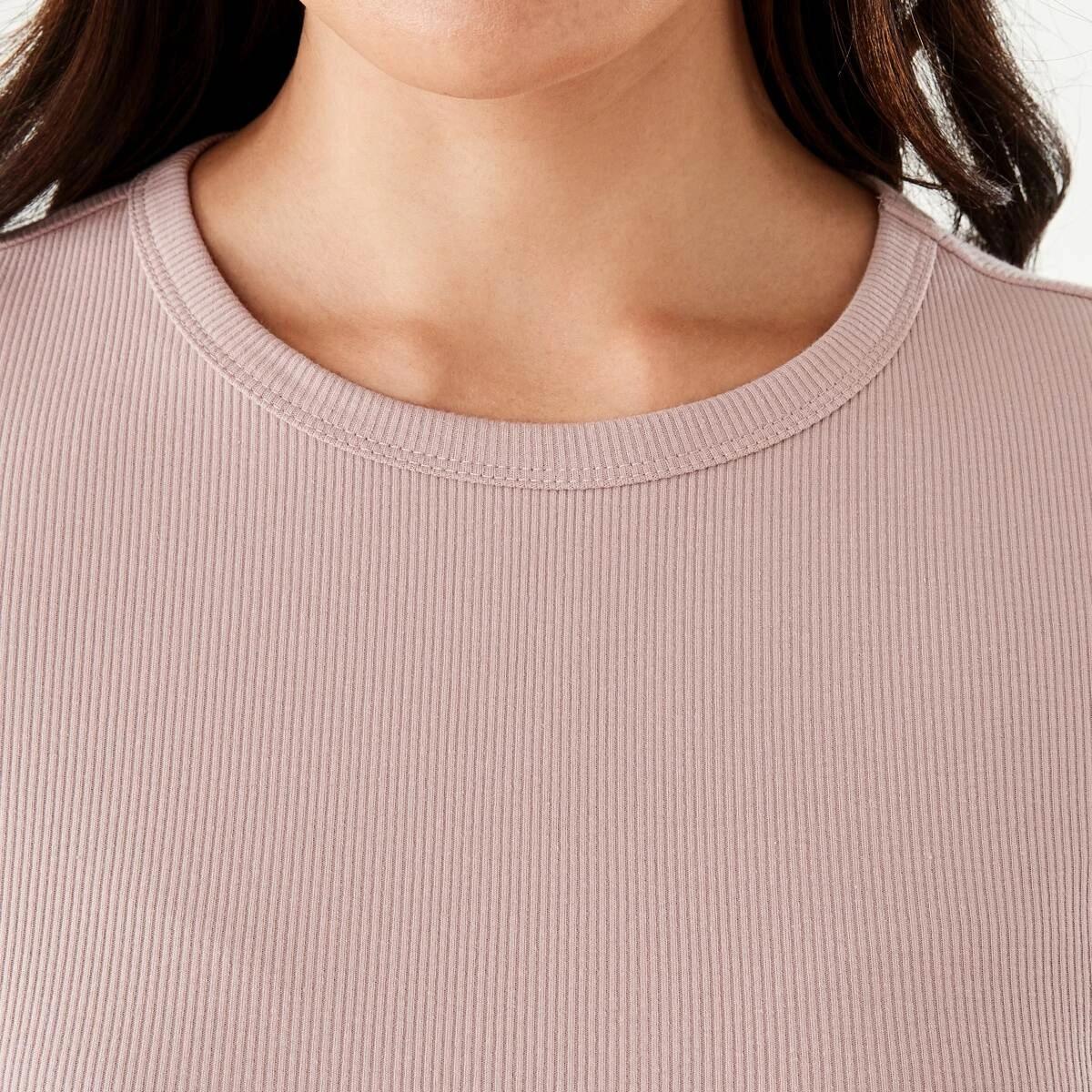 6 Long Sleeve Rib Crew T-shirt Modest Pnk, 6 of 6