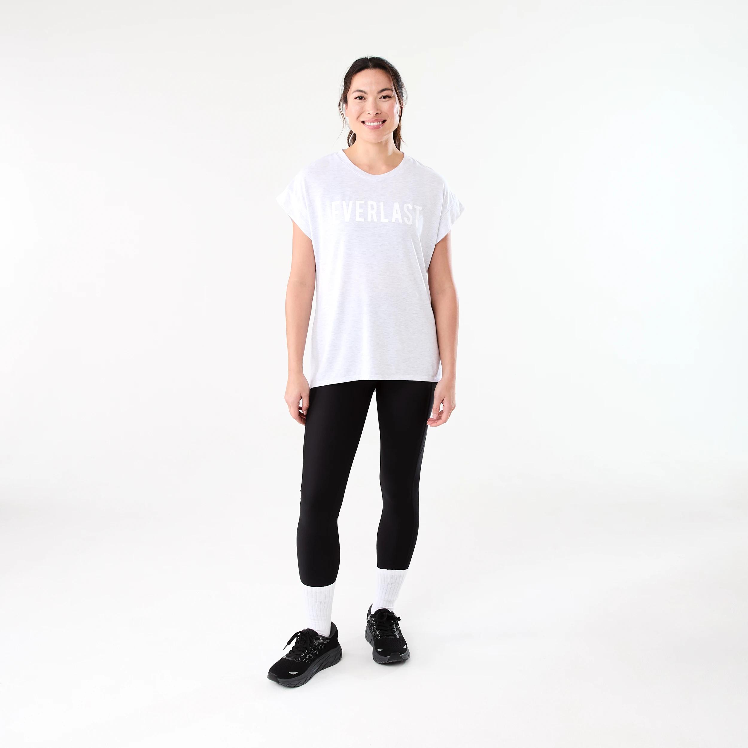 7 Everlast Womens Relaxed Longline T-shirt EVERLAST WHITE MARLE, 7 of 7