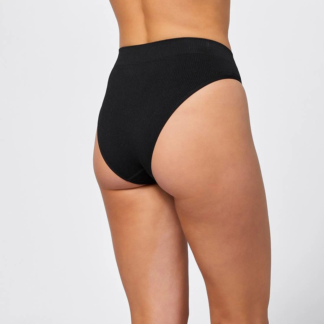 2 Ribbed Seamfree High Waisted Bikini Briefs - Lily Loves BLACK, 2 of 2