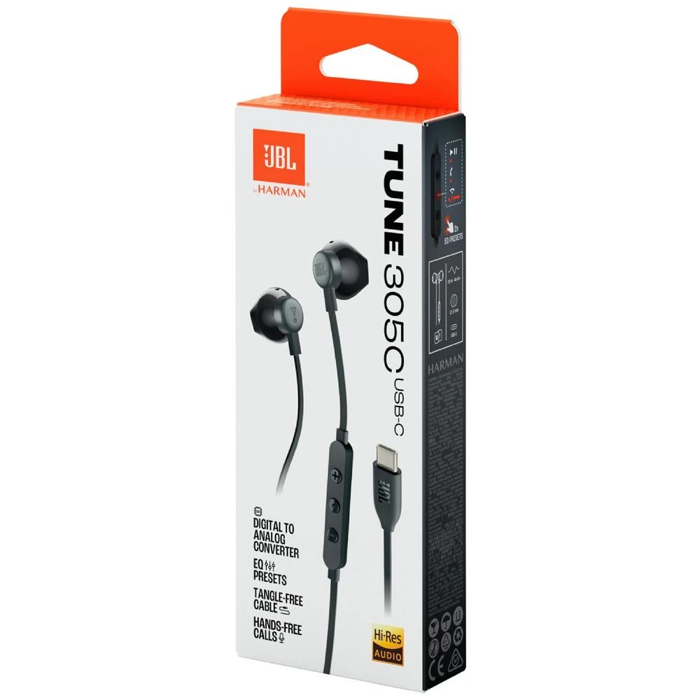 6 JBL Tune T305 USB-C Wired Headphones Black, 6 of 7