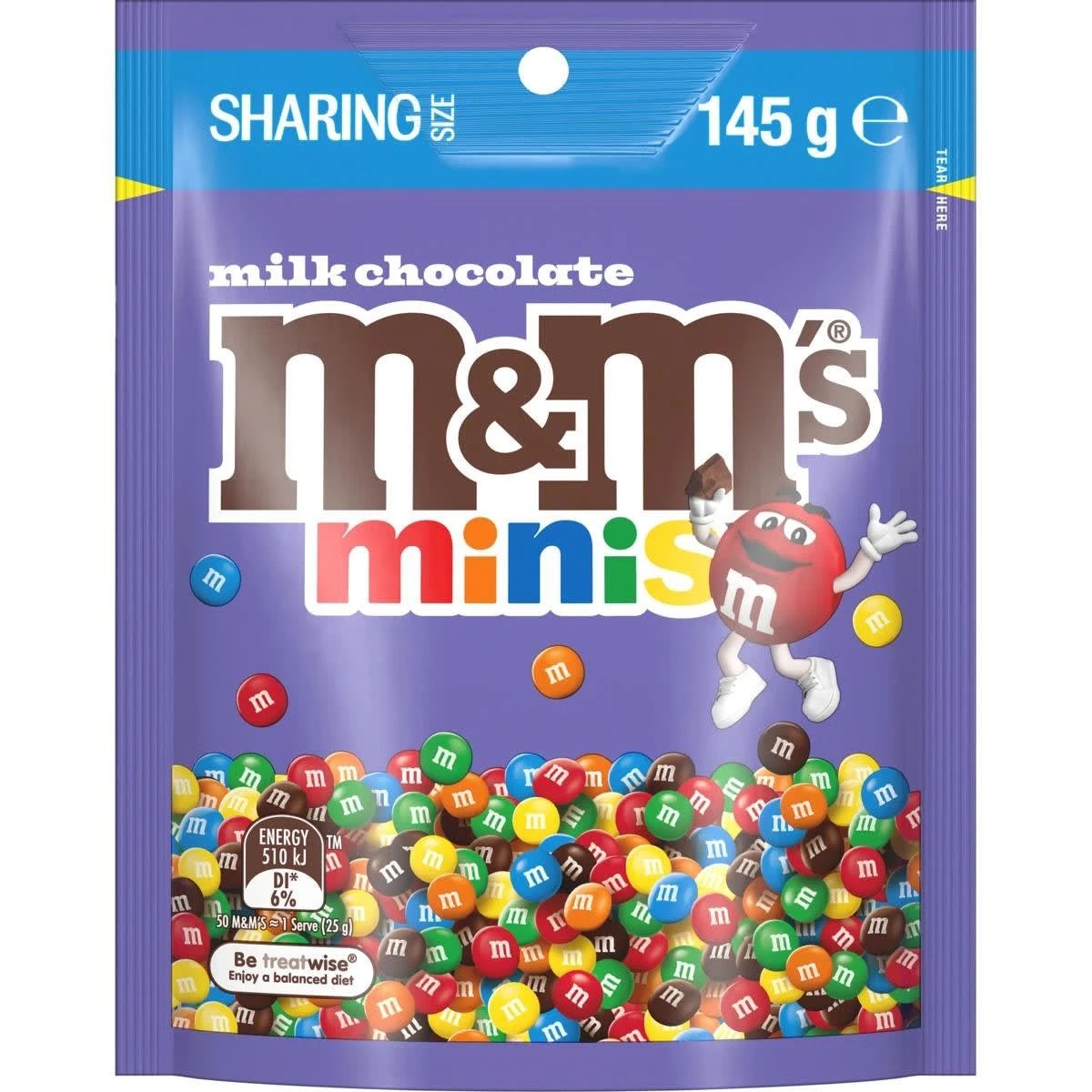 1 M&M's Minis Milk Chocolate Snack and Share Bag 145g, 1 of 7