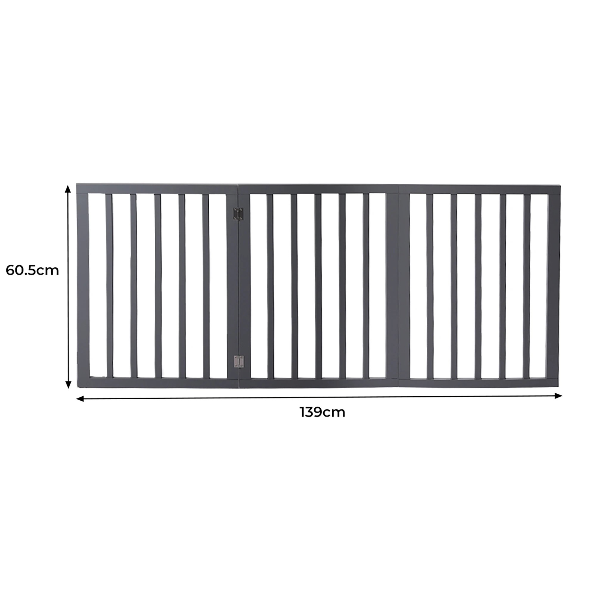 3 Pawz 3 Panels Wooden Pet Gate - Grey, 3 of 5