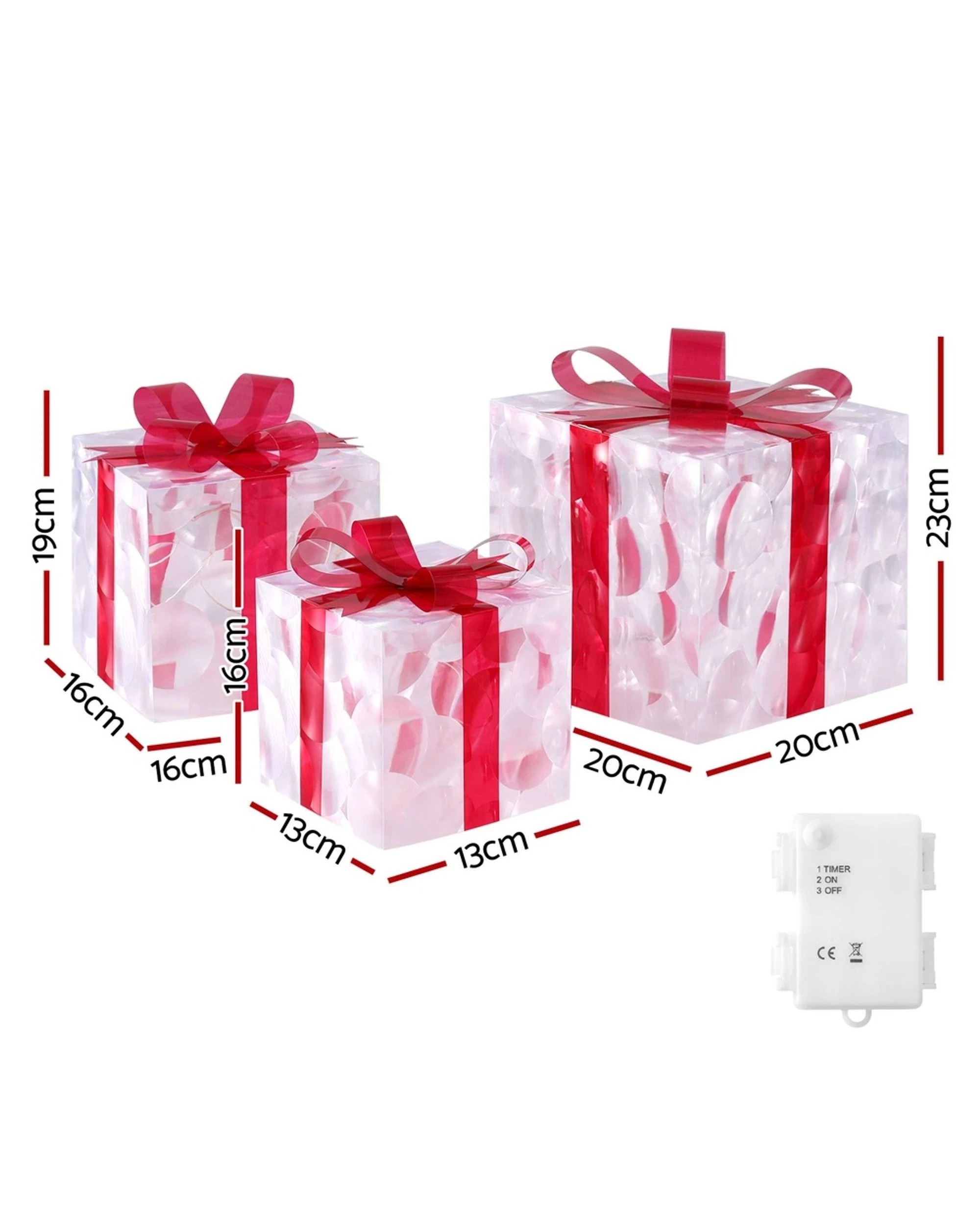 2 Jingle Jollys Christmas Lights 70 LED Fairy Light Gift Box 3pcs Decorations - Red, 2 of 7