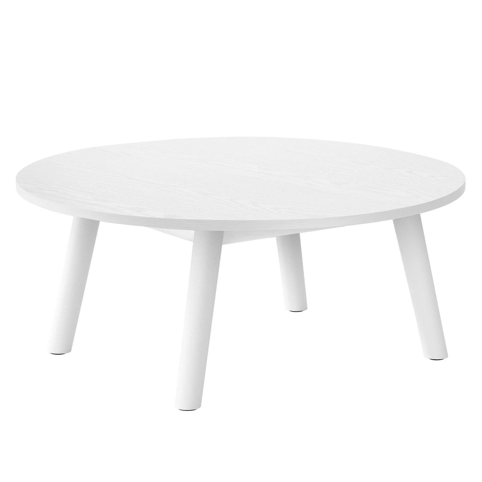 1 Alfordson Coffee Table Modern Round Table Sturdy Wooden Legs Living Room - White, 1 of 10