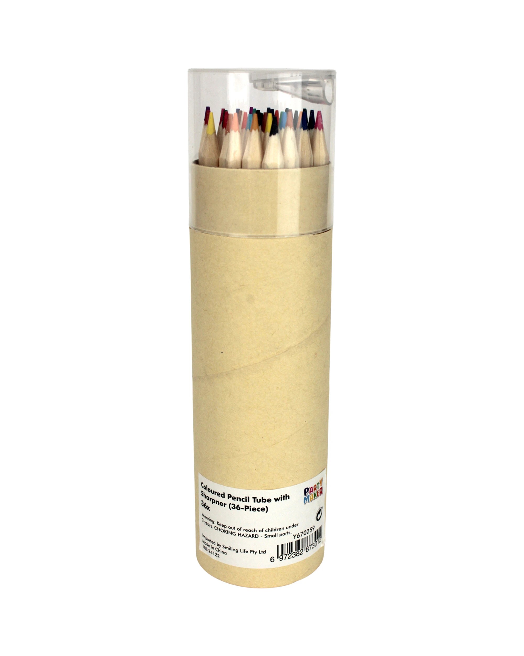 3 Party Maker Coloured Pencil Tube With Sharpener Pack of 36 - Natural, 3 of 3