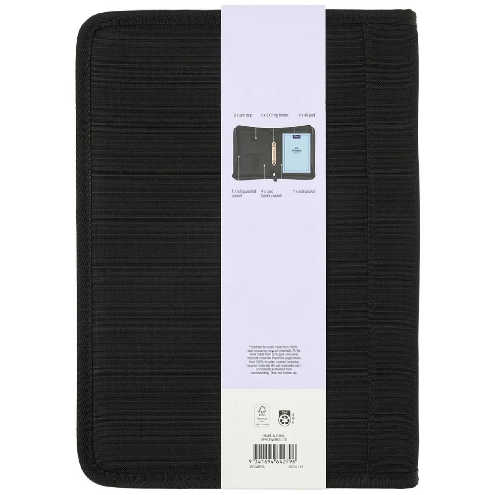 4 J.Burrows A5 Zipper Compendium Black, 4 of 4