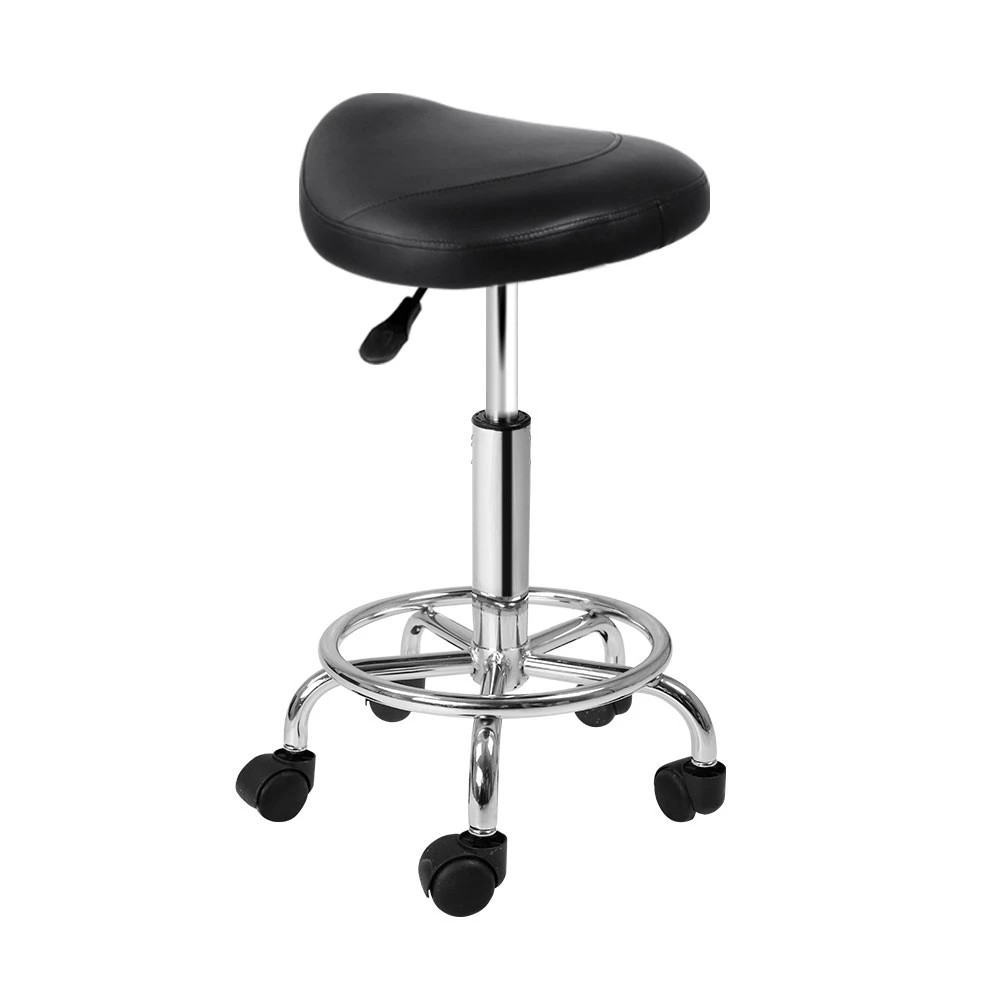 1 Artiss Salon Stool Saddle Swivel Chair - Black, 1 of 6