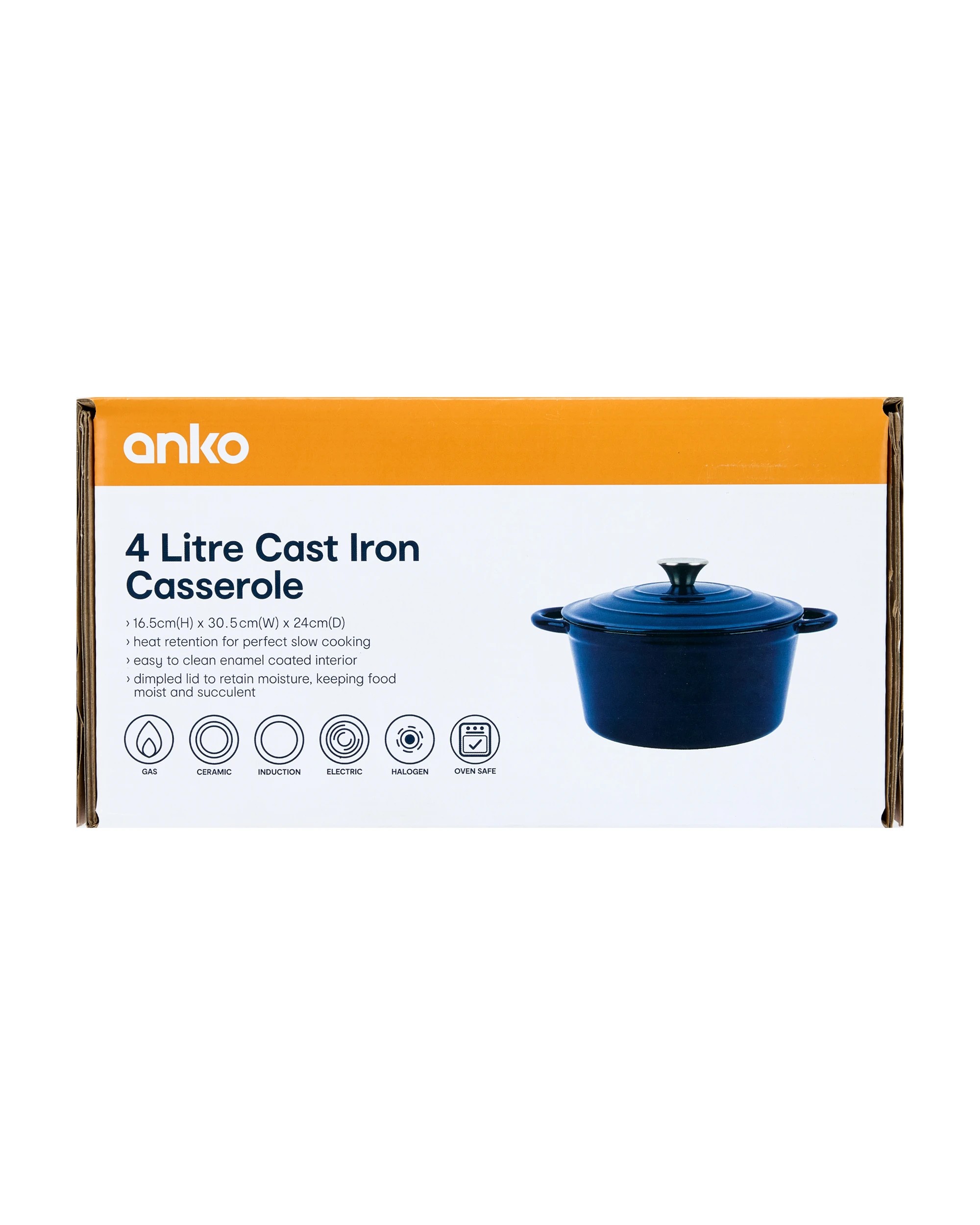 6 4L Cast Iron Casserole - Navy, 6 of 6