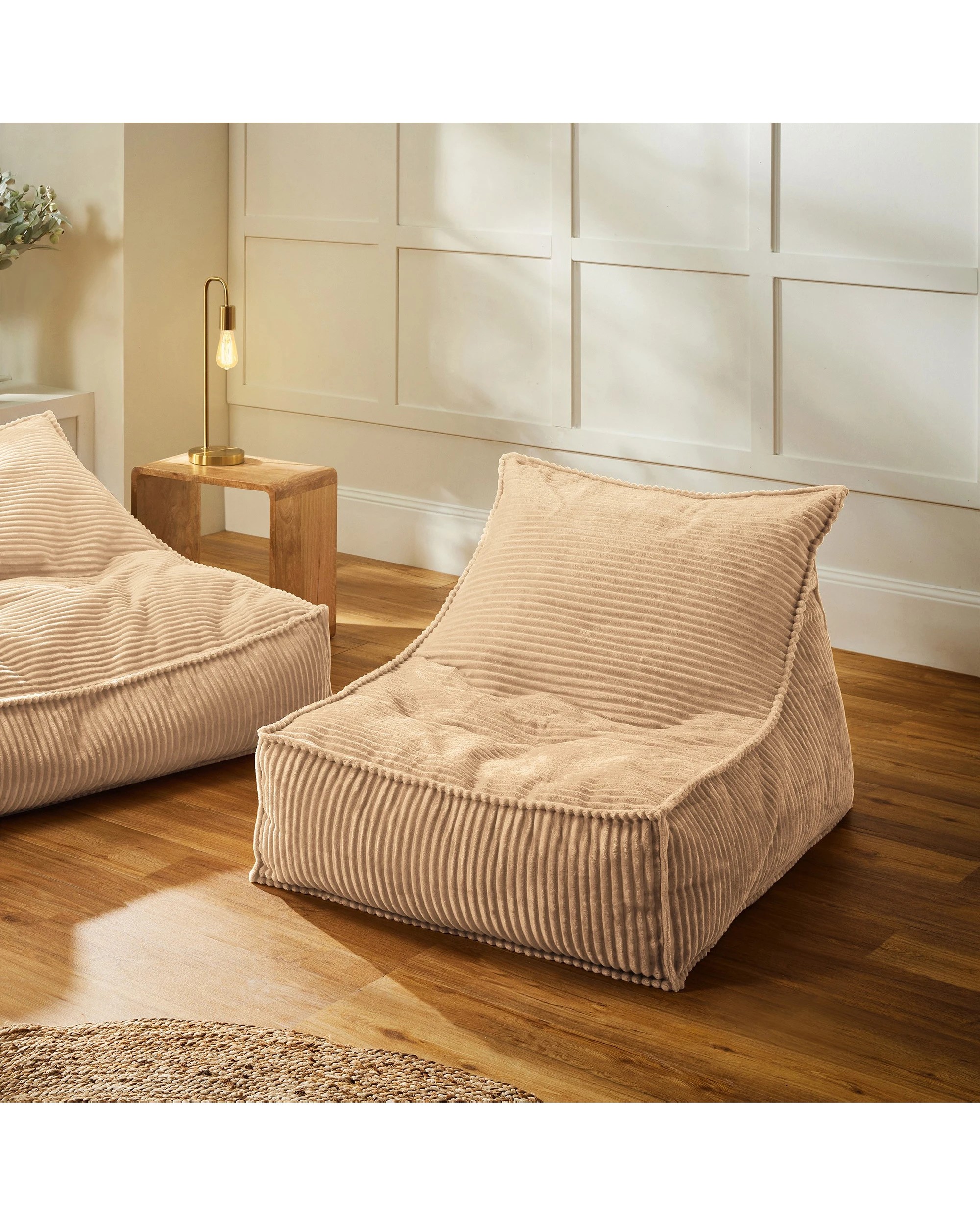 1 Cadence & Co. Wilde Ribbed Luxe Fleece Bean Bag Lounge Cover - Natural Fawn, 1 of 7