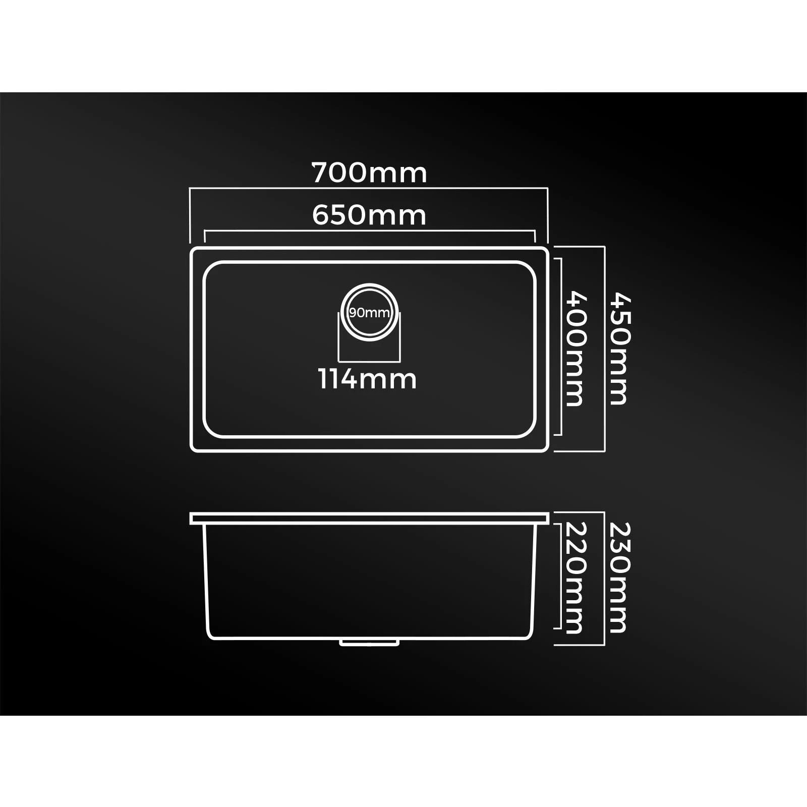 8 Welba Kitchen Sink 70x45cm Granite Stone Sink Laundry Basin Single Bowl - Black, 8 of 8