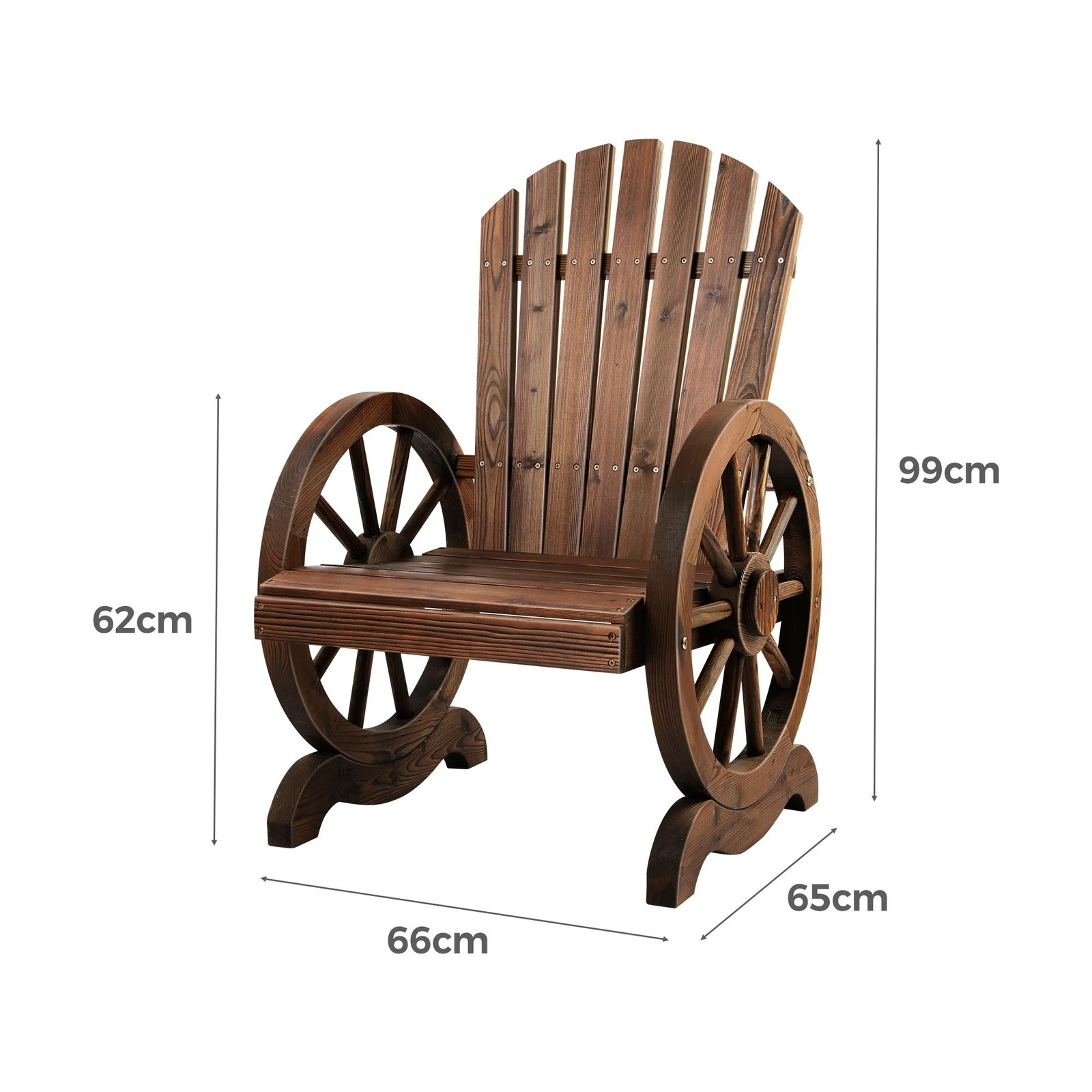 10 Alfordson Outdoor Wagon Wheel Chair Garden Wooden Seat Patio Lounge - Charcoal, 10 of 10