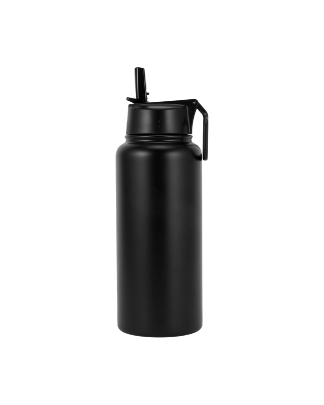 960ml Black Double Wall Insulated Cylinder Drink Bo
