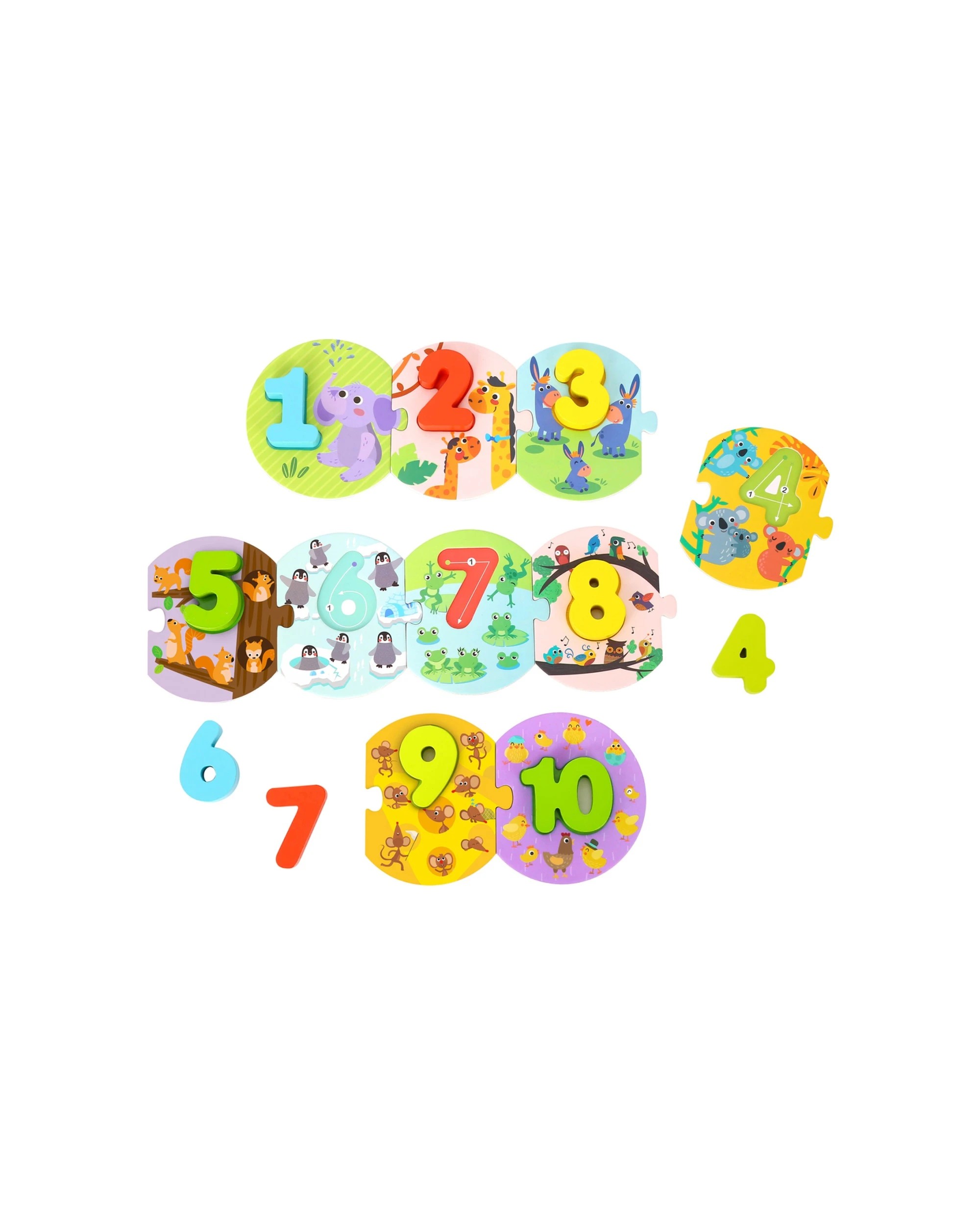2 Tooky Toy Number Wooden Learning Number Animal Kids Play Puzzle In Carry Box - Multi, 2 of 6
