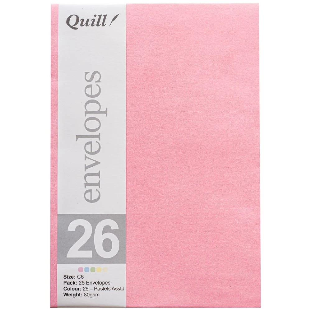 1 Quill C6 Envelopes Pastel Assorted 25 Pack, 1 of 4
