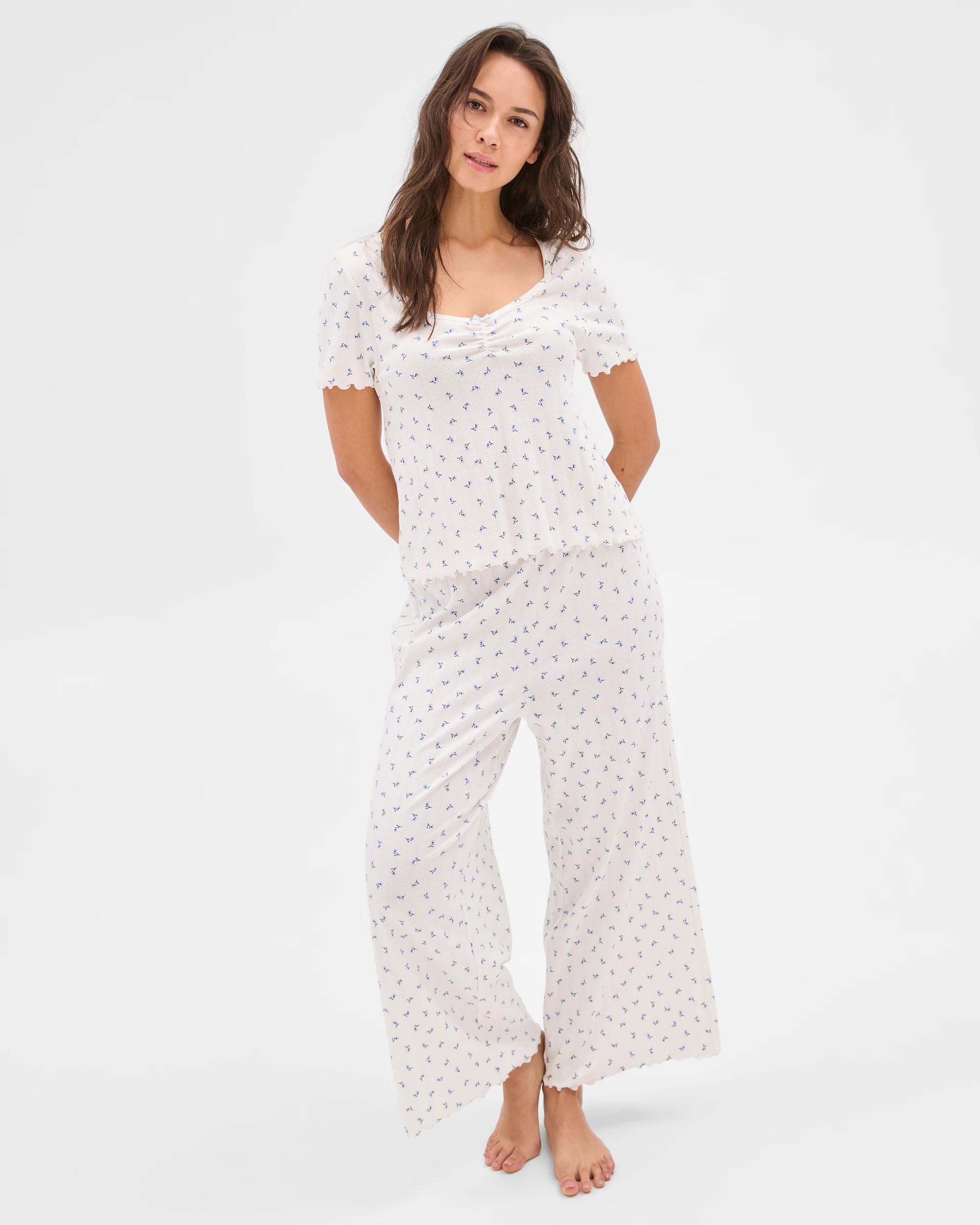 1 Target Womens Australian Cotton Pointelle Sleep Top DITSY BLUE/WHITE, 1 of 5