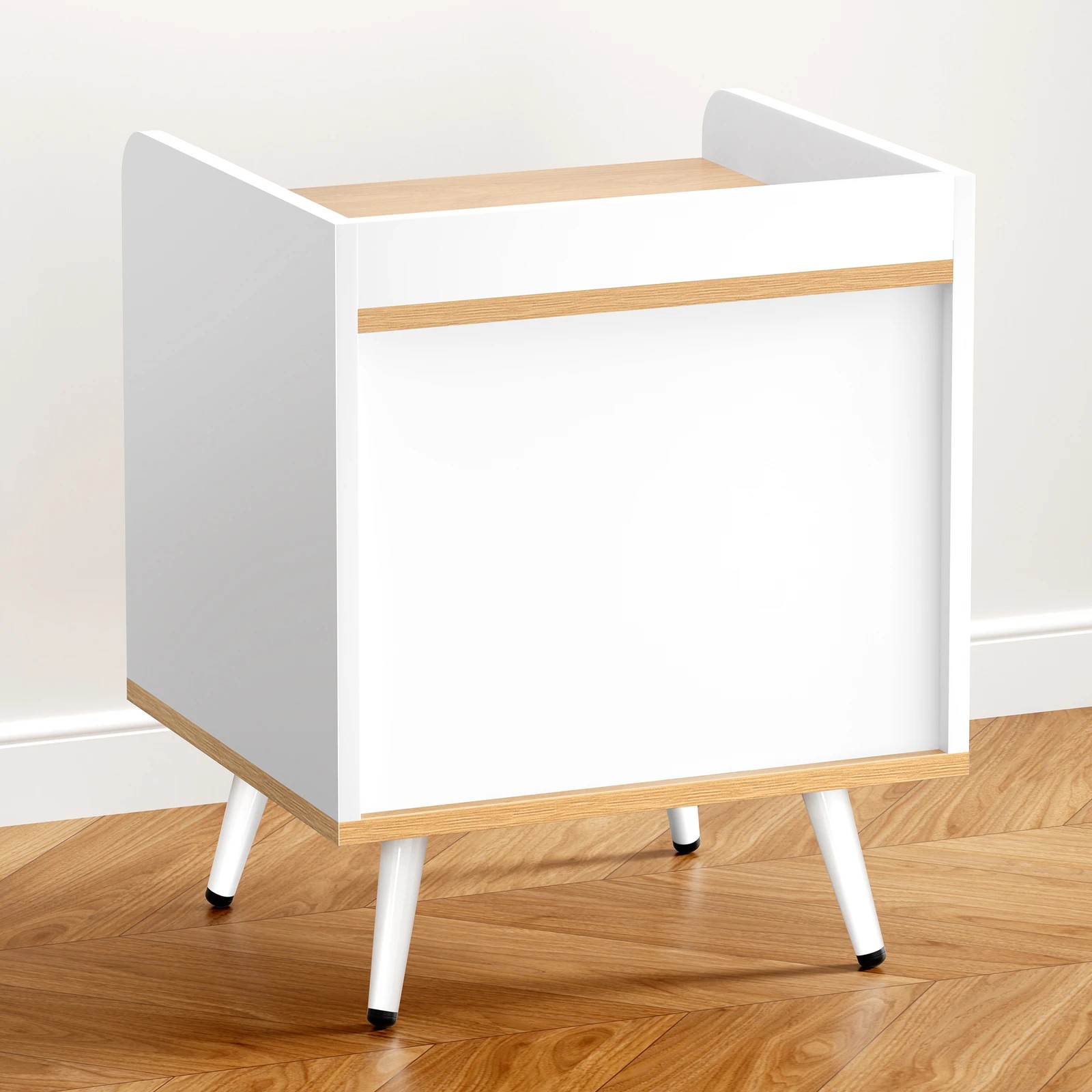 3 Alfordson 2x Bedside Table 1 Drawer Nightstand Side Storage Shelf - Wood White, 3 of 10