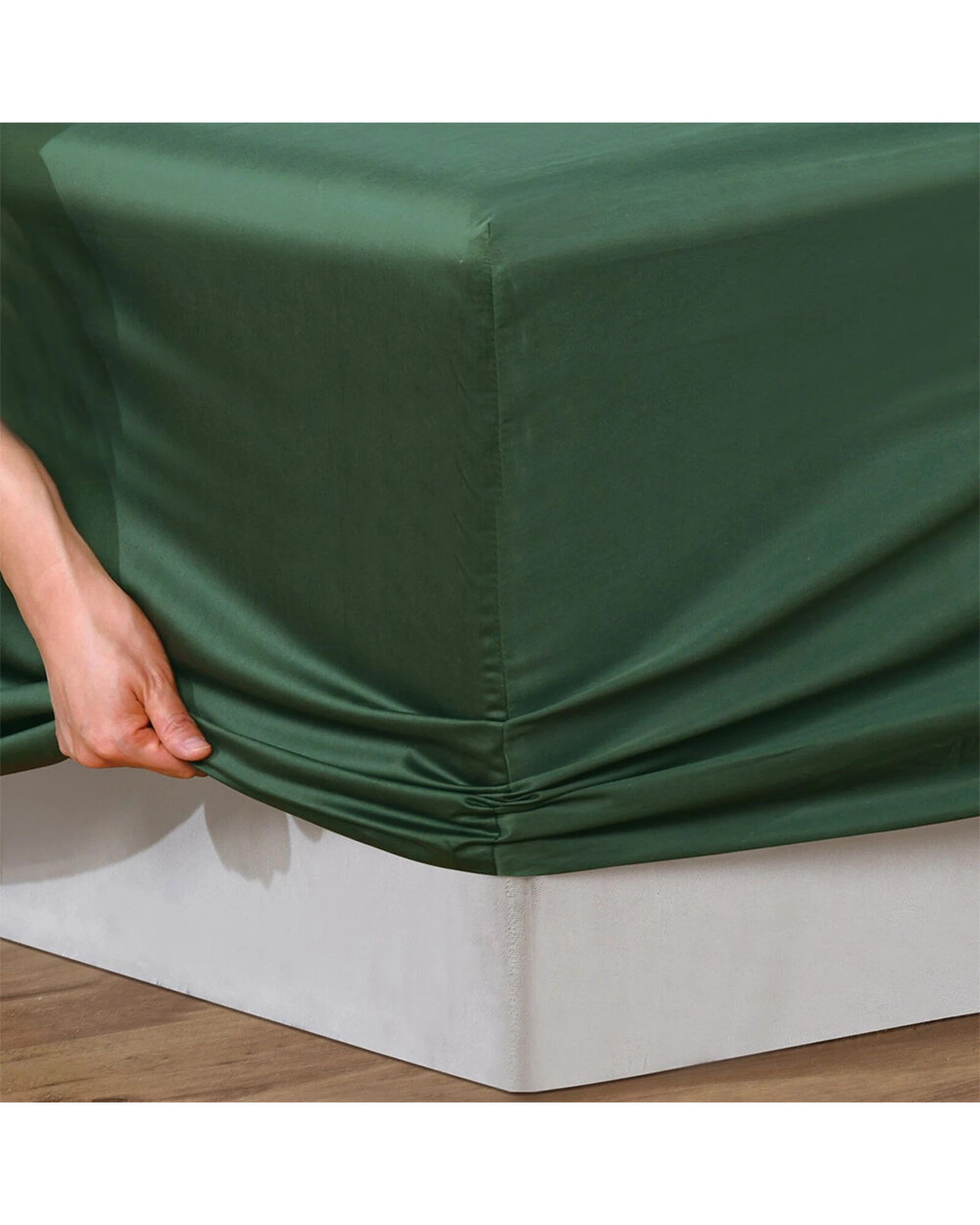 6 Bianca Rosebank 500TC Bamboo Cotton Sateen Blend Sheet Set With 2 Pillowcases - King Bed - Green, 6 of 7