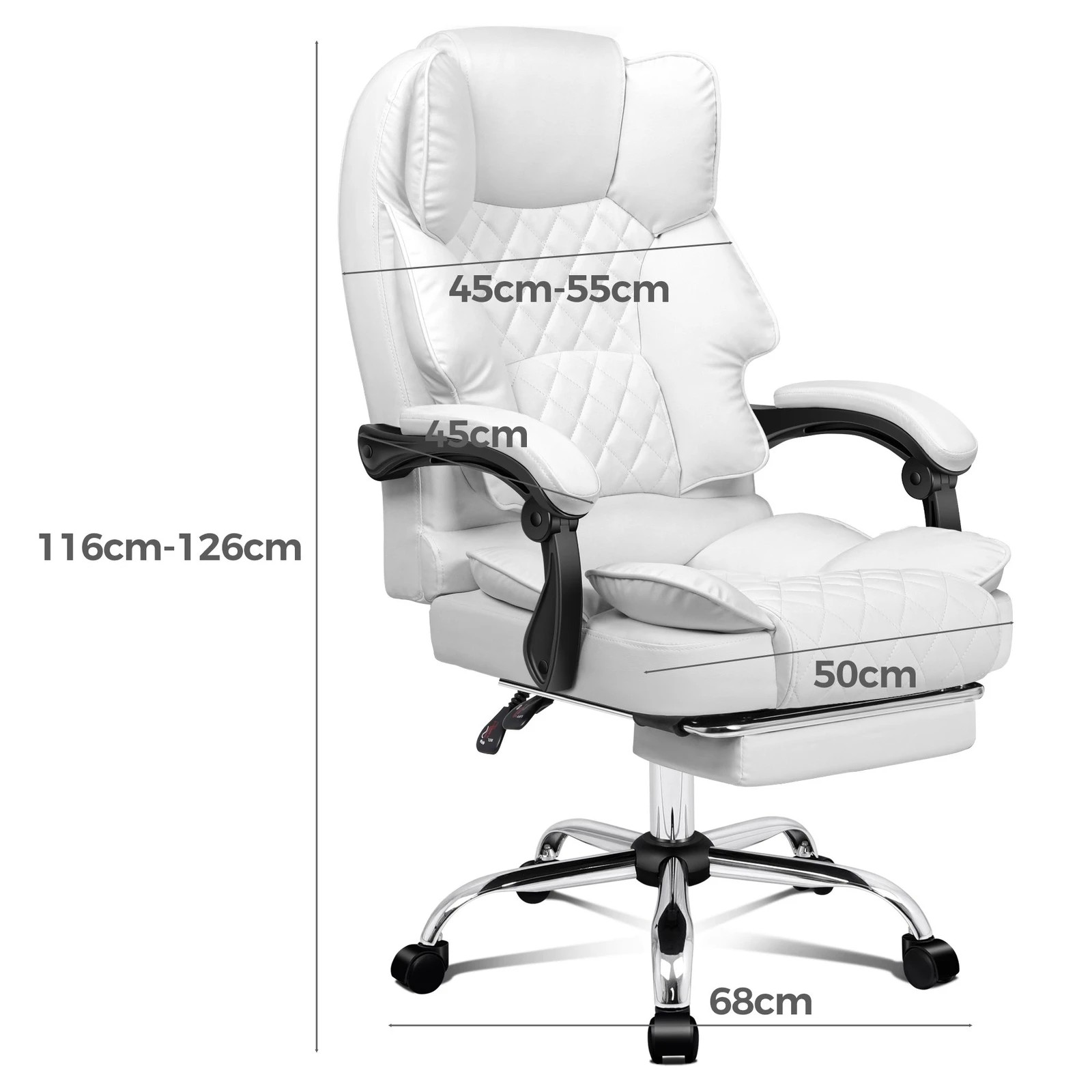 8 Alfordson Office Chair Gaming Executive Computer PU Leather Seat Recliner - White, 8 of 10