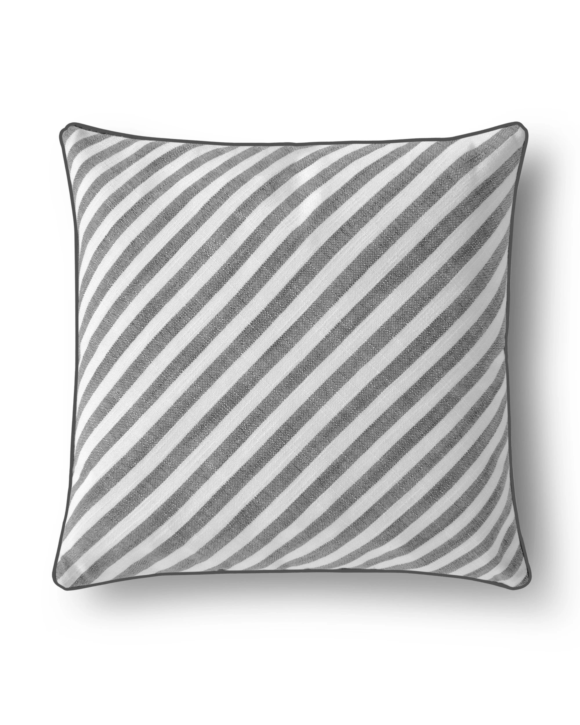 1 Cadence & Co. Oscar Faux Linen Striped Cushion - Charcoal, 1 of 5