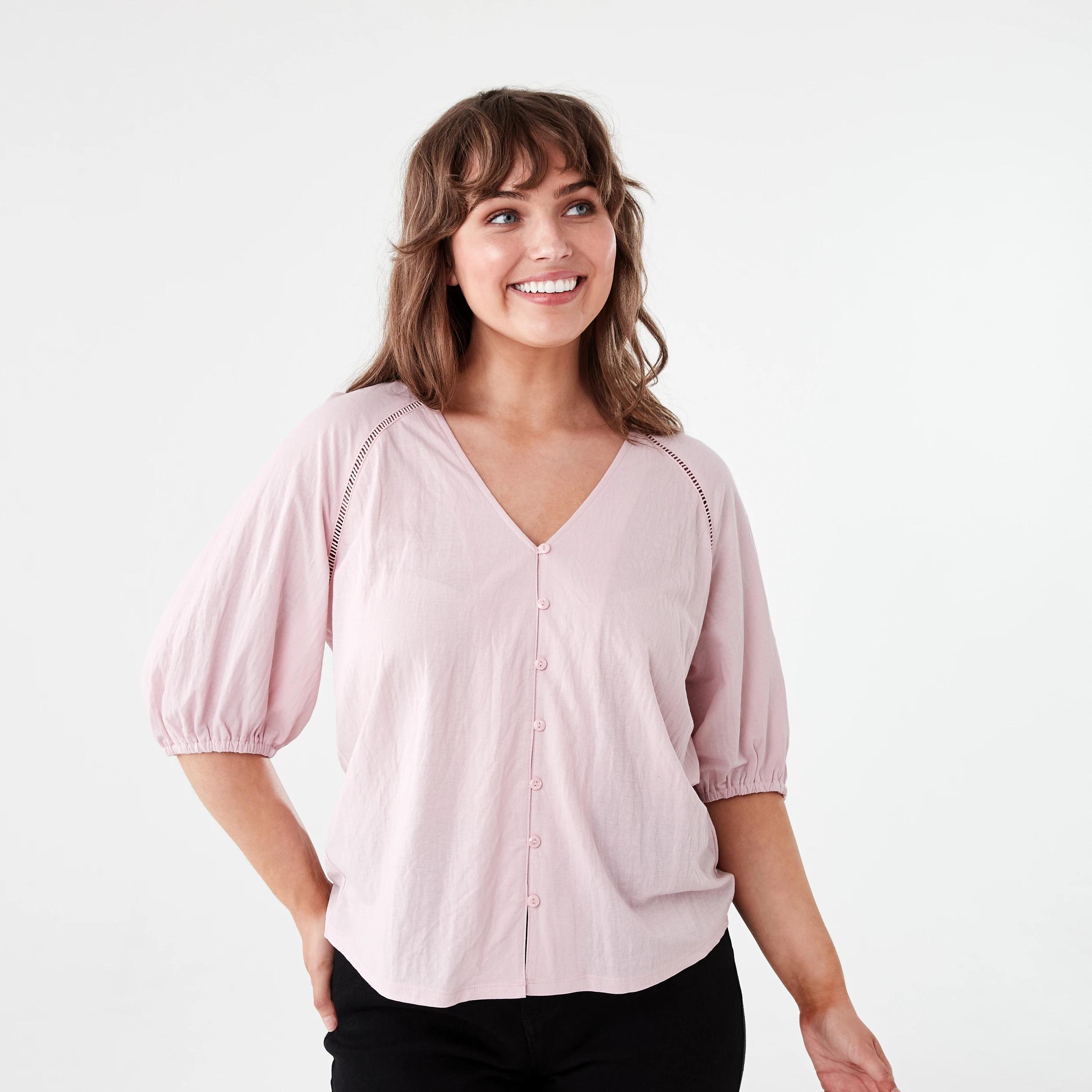 1 Short Sleeve Button Detail Top SOFT BLOSSOM, 1 of 6