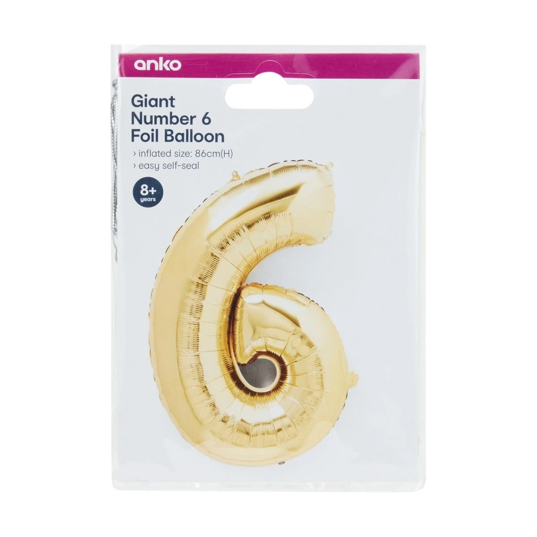 5 Gold Look Giant Number 6 Foil Balloon, 5 of 5