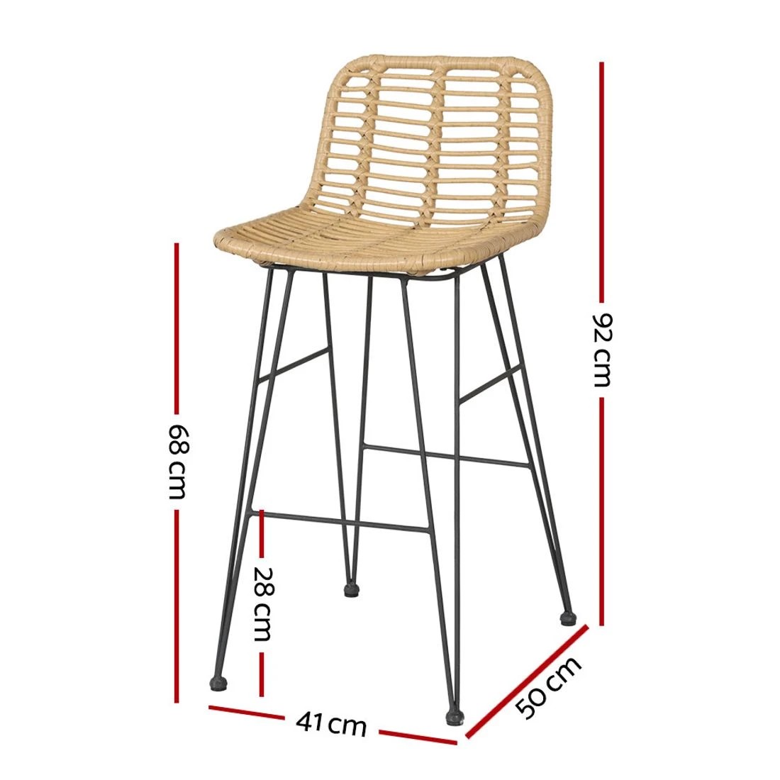 2 Gardeon 2 Piece Outdoor Bar Stools Wicker Dining Rattan Chair - Natural, 2 of 4