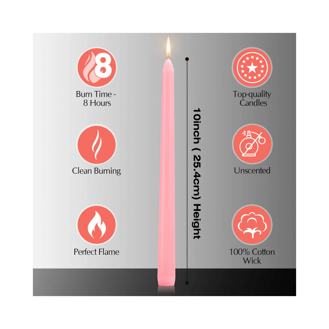 8 BR Home Tapered Dinner Candles, Unscented, 25cm Pack of 144, 8 of 8