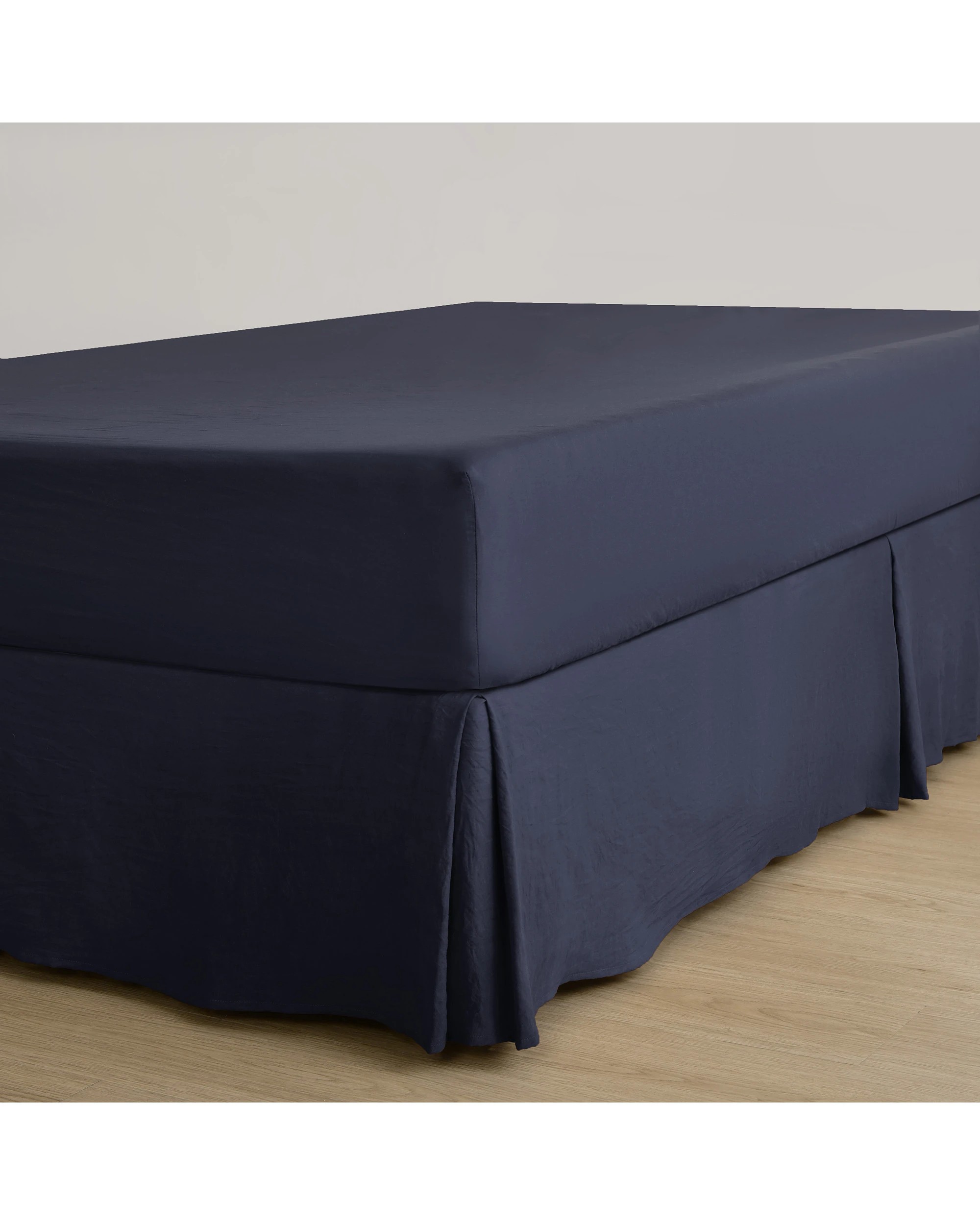 1 Dreamaker Superfine Washed Microfibre Pleated Valance - Queen Bed - Navy, 1 of 9