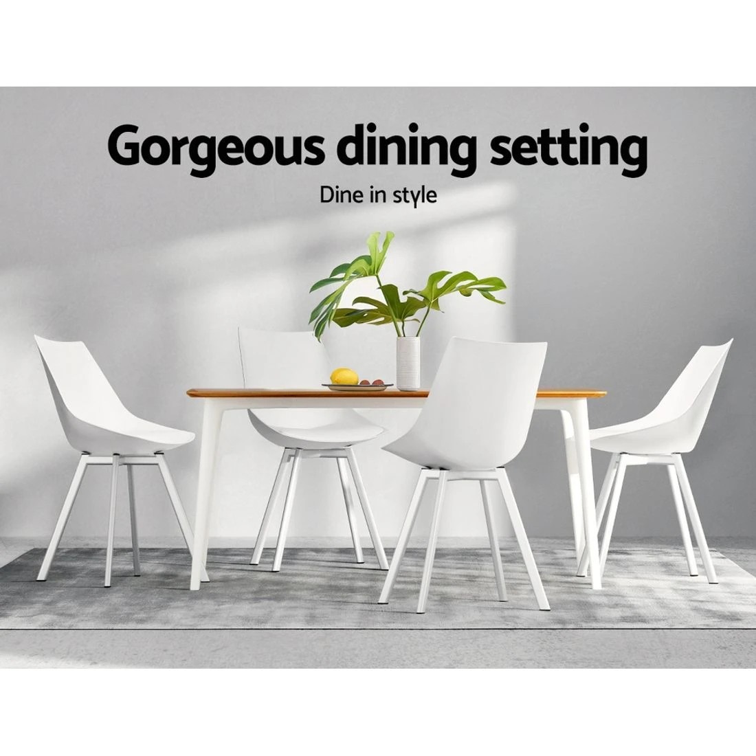 6 Artiss Dining Chairs Set of 2 PU Leather Plastic Metal - White, 6 of 7