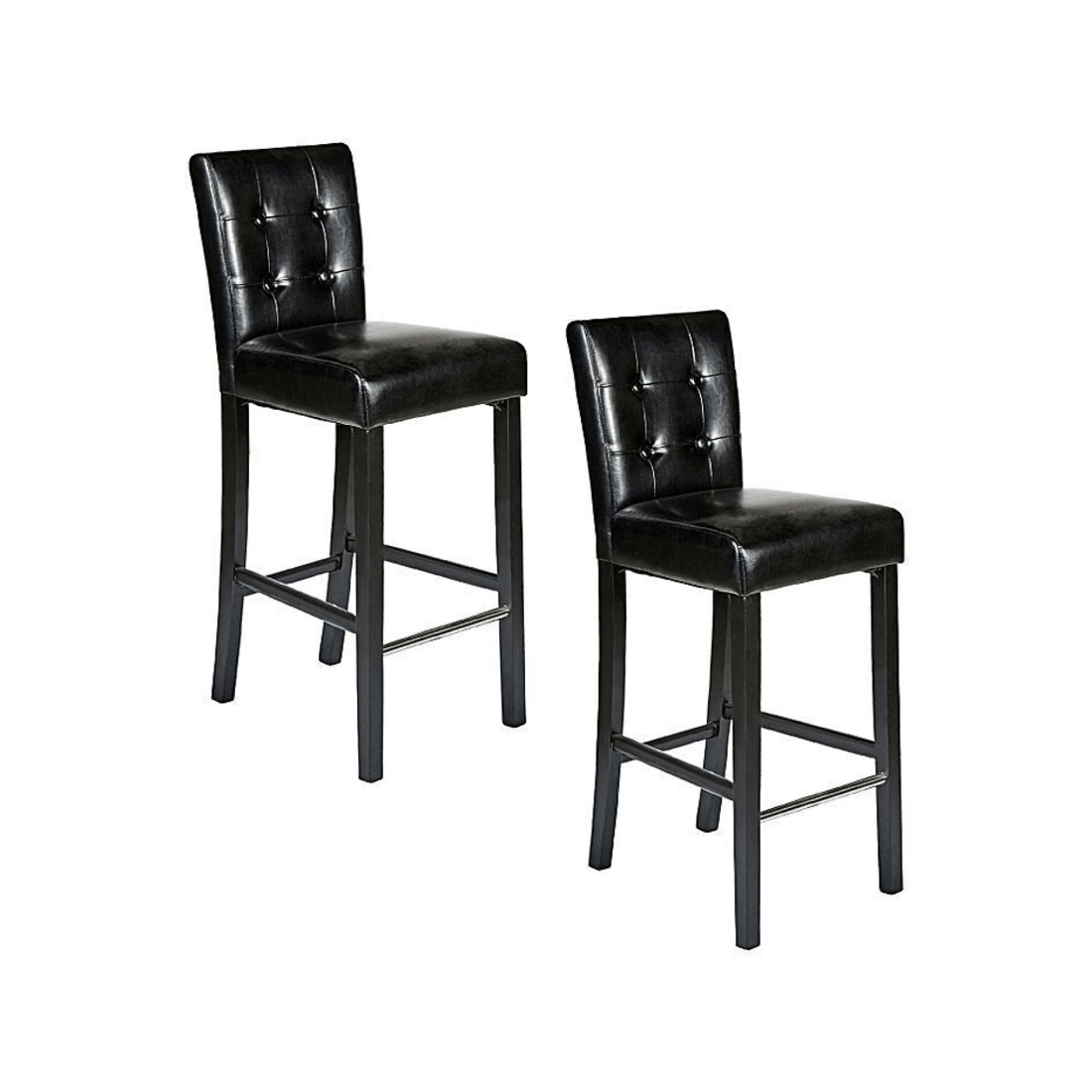 1 BR Home Set of 2 Wooden Bar Stools with Vintage Design, 1 of 7