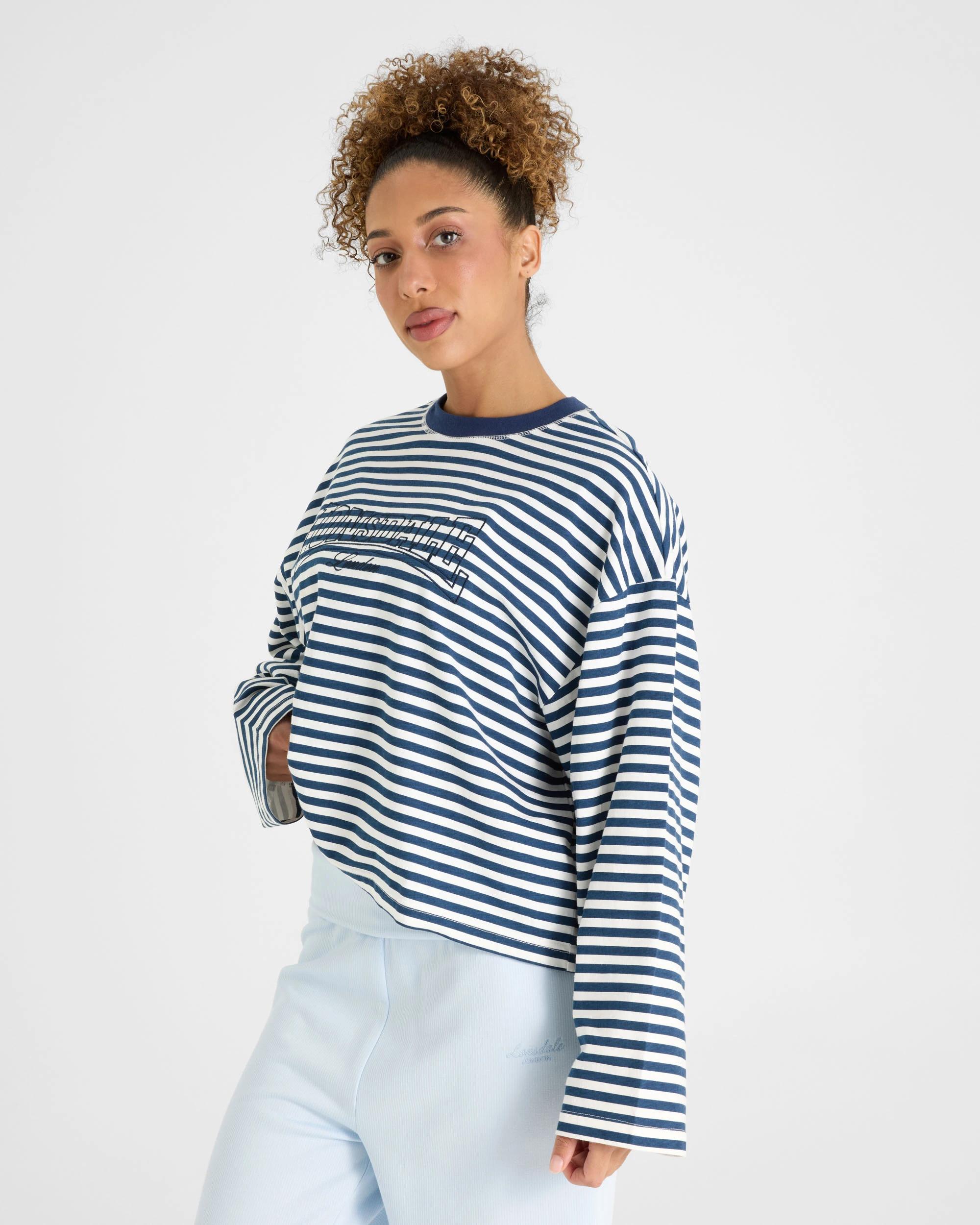 4 Lonsdale London Boyfriend Long Sleeve T-Shirt NAVY, 4 of 6