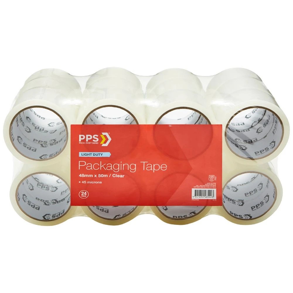 1 PPS Light Duty Packaging Tape 48mm x 50m 24 Pack, 1 of 2