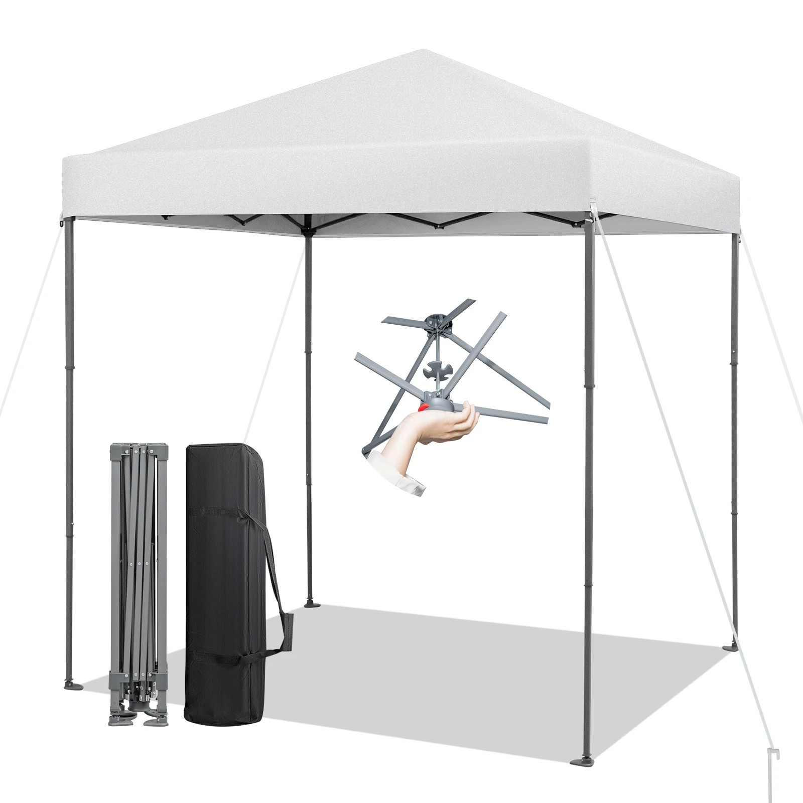 1 Costway 2x2m Gazebo Pop-up Marquee Portable Sun Shelter Canopy Tent - White, 1 of 4