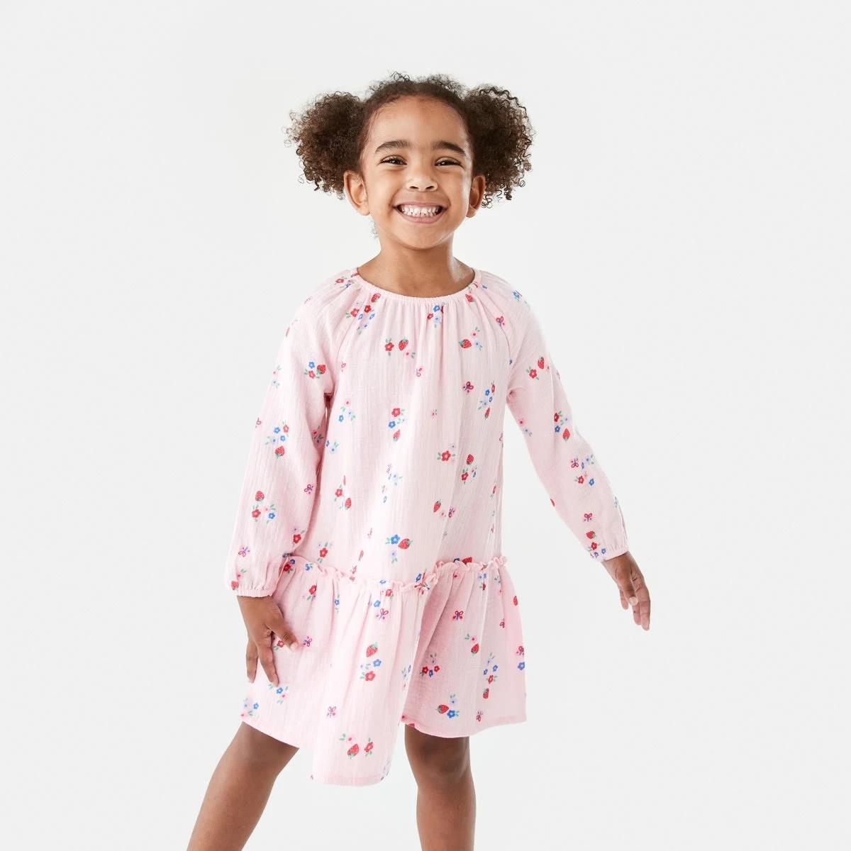 1 Long Sleeve Woven Dress Ditsy, 1 of 9