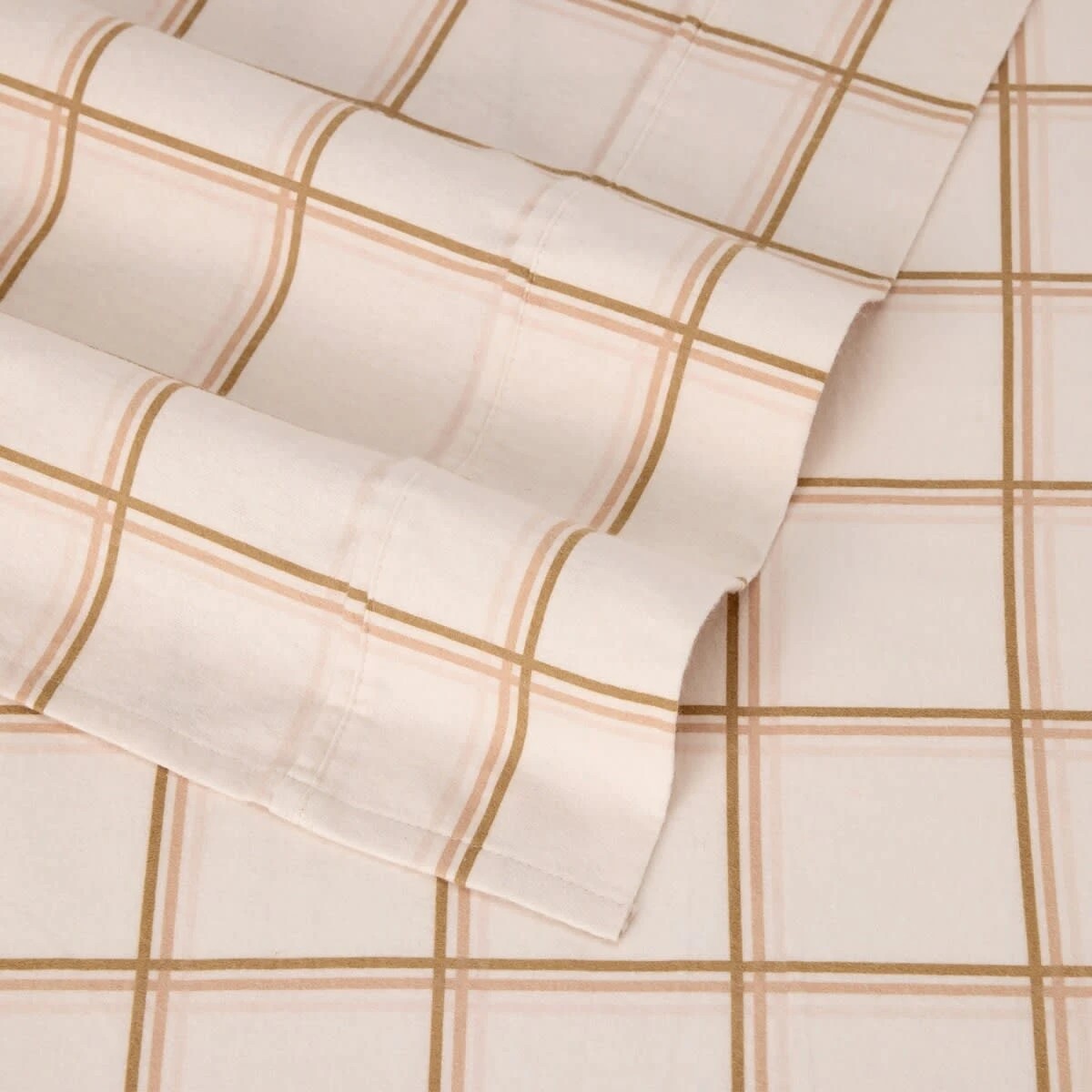 4 Flannelette Cotton Check Sheet Set - Double Bed, Pink, 4 of 7