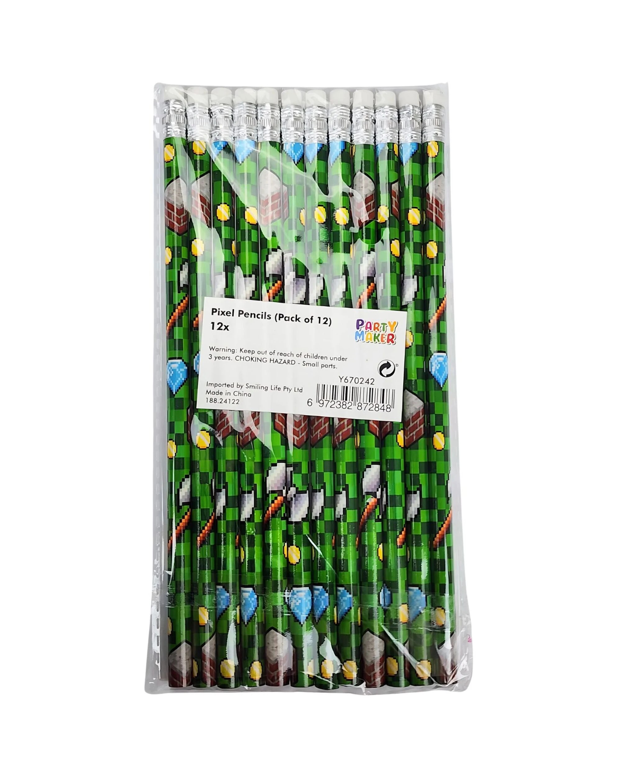 2 Partyrama Pixel Pencils Pack of 12 - Multi, 2 of 2
