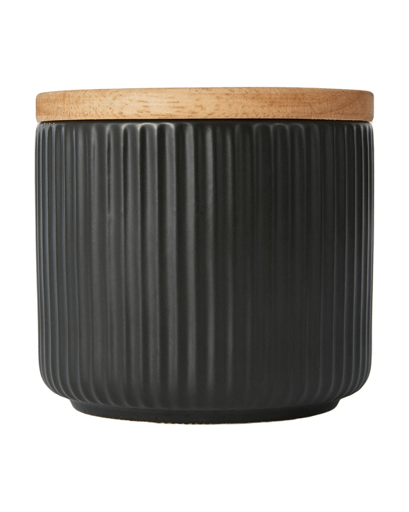 Small Black Ribbed Canister