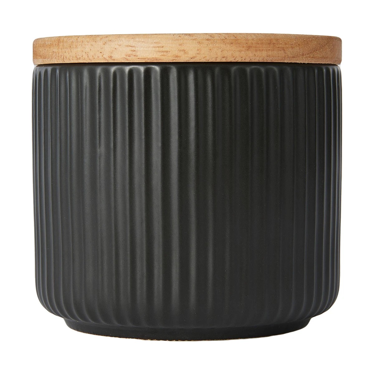 1 Small Black Ribbed Canister, 1 of 8