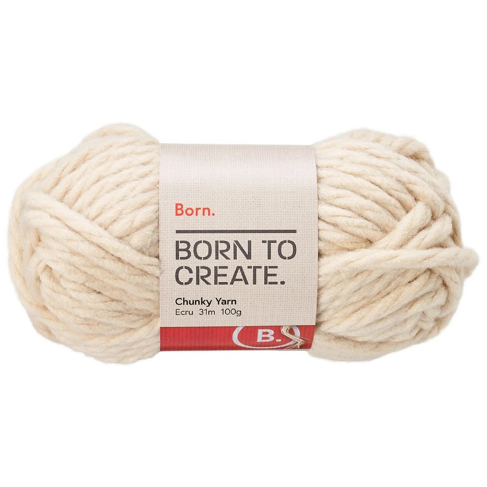 1 Born Chunky Yarn 100g Ecru, 1 of 3