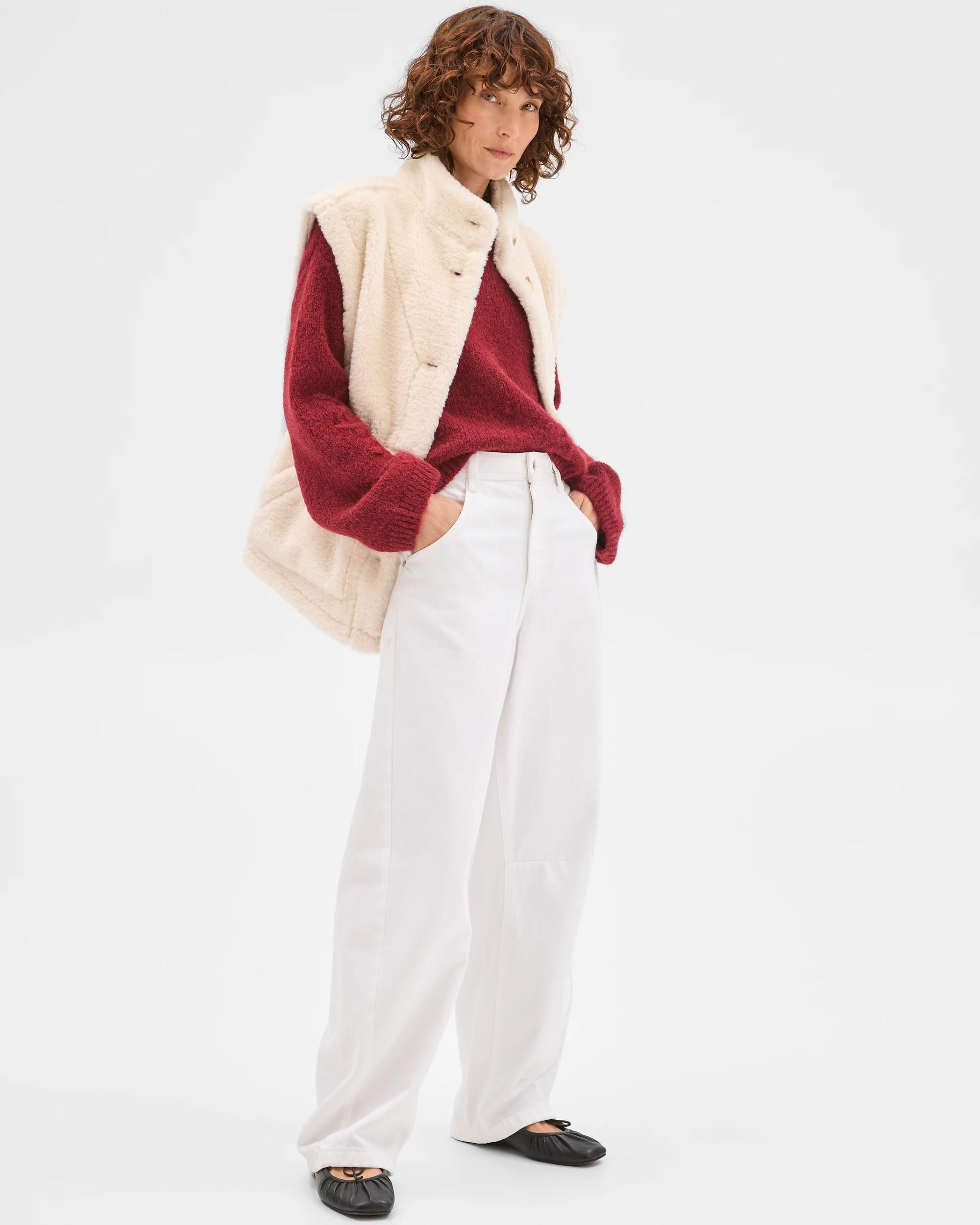 2 Target Woman Long Sleeve Boxy Fit Crop Length Embroidered Jumper BRICK RED, 2 of 7