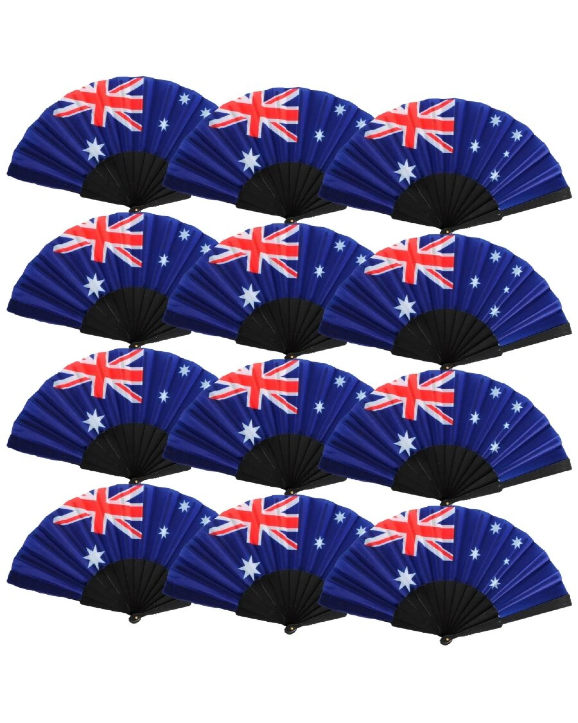 BR Costumes 12x Australian Flag Folding Hand Fan Stylish Patriotic ...