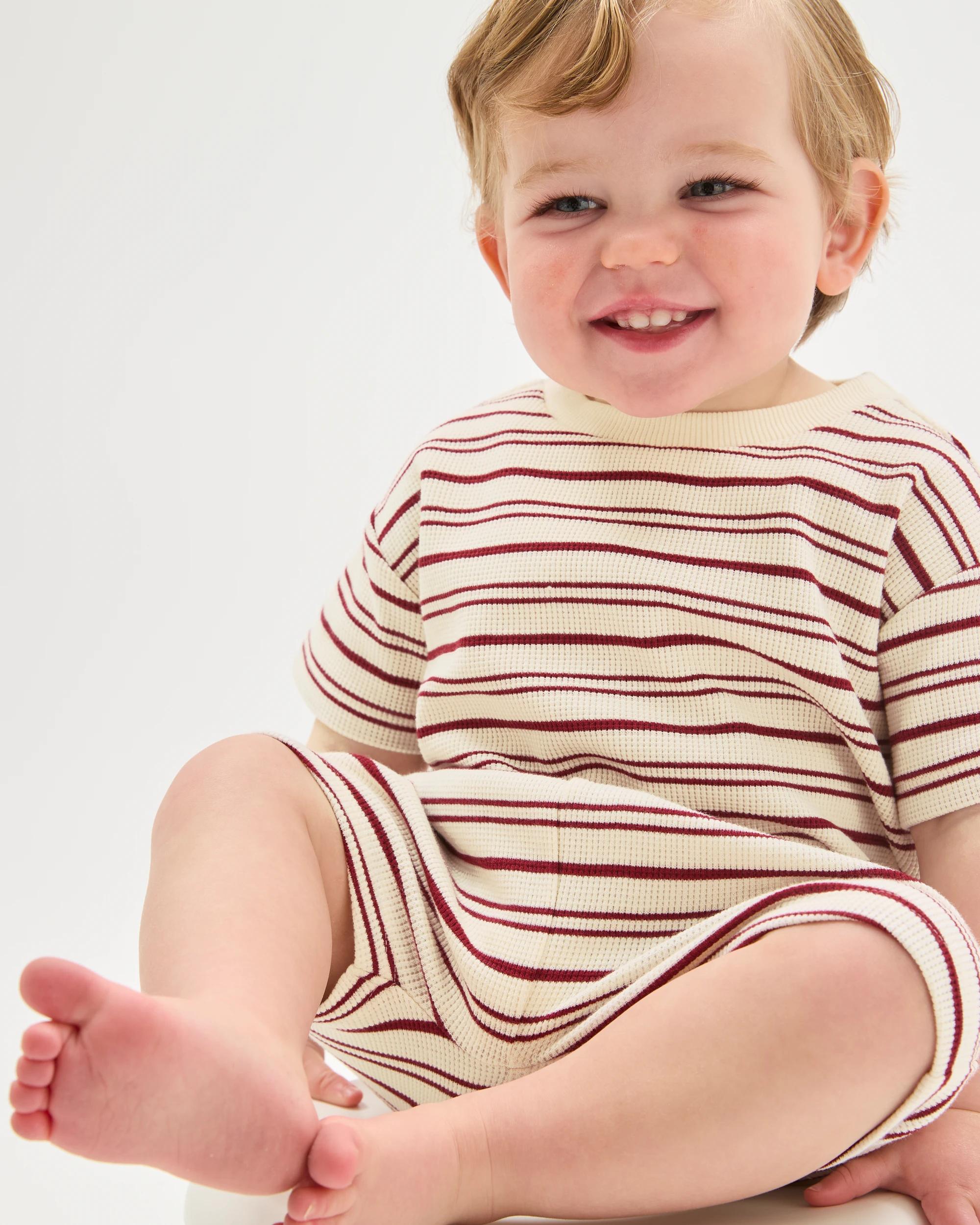 3 Target Baby Baby Organic Cotton 2 Pack Waffle T-Shirts RED PEAR STRIPE, 3 of 7