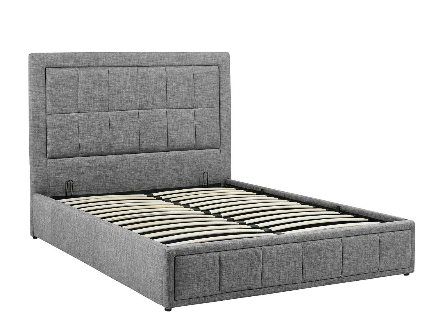 4 Foret Bed Frame Queen Gas Lift Storage Base Bedroom Furniture Fabric Gray Grey - One Size, 4 of 5