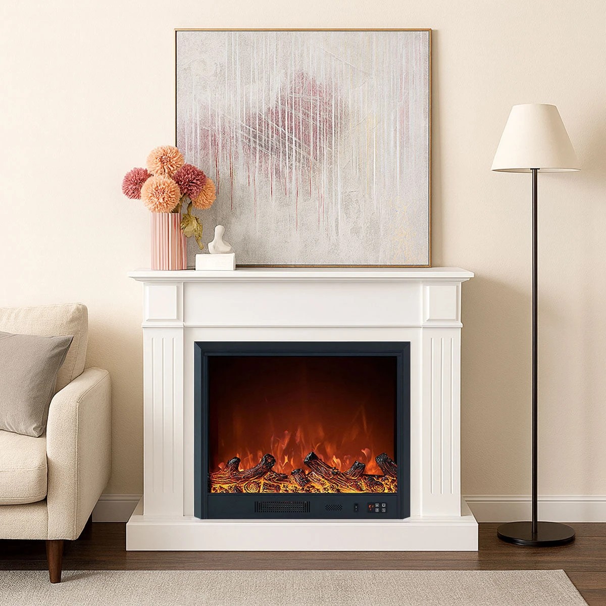 8 Moda Living Berwick Electric Fireplace Heater White Mantel Suite with Orion Insert - White, 8 of 8