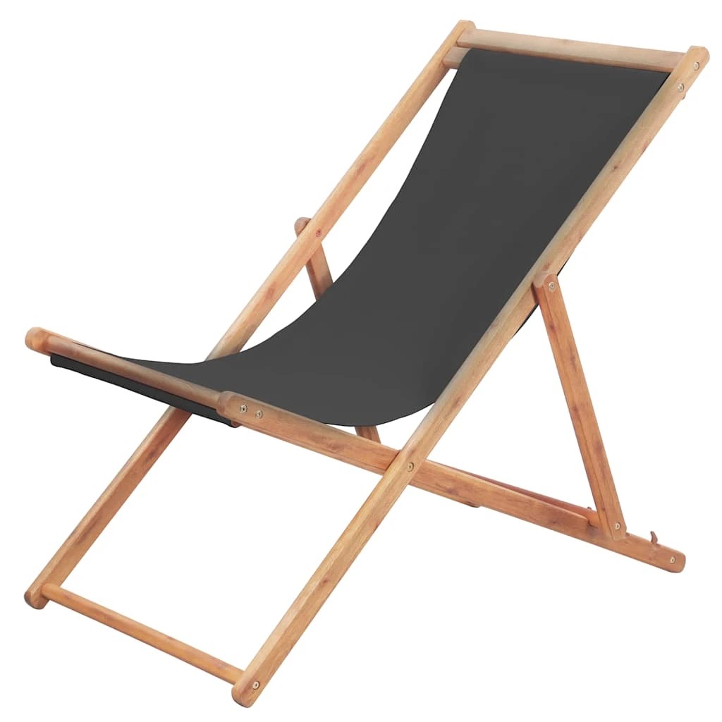 1 vidaXL Beach chair Foldable - Grey, 1 of 9